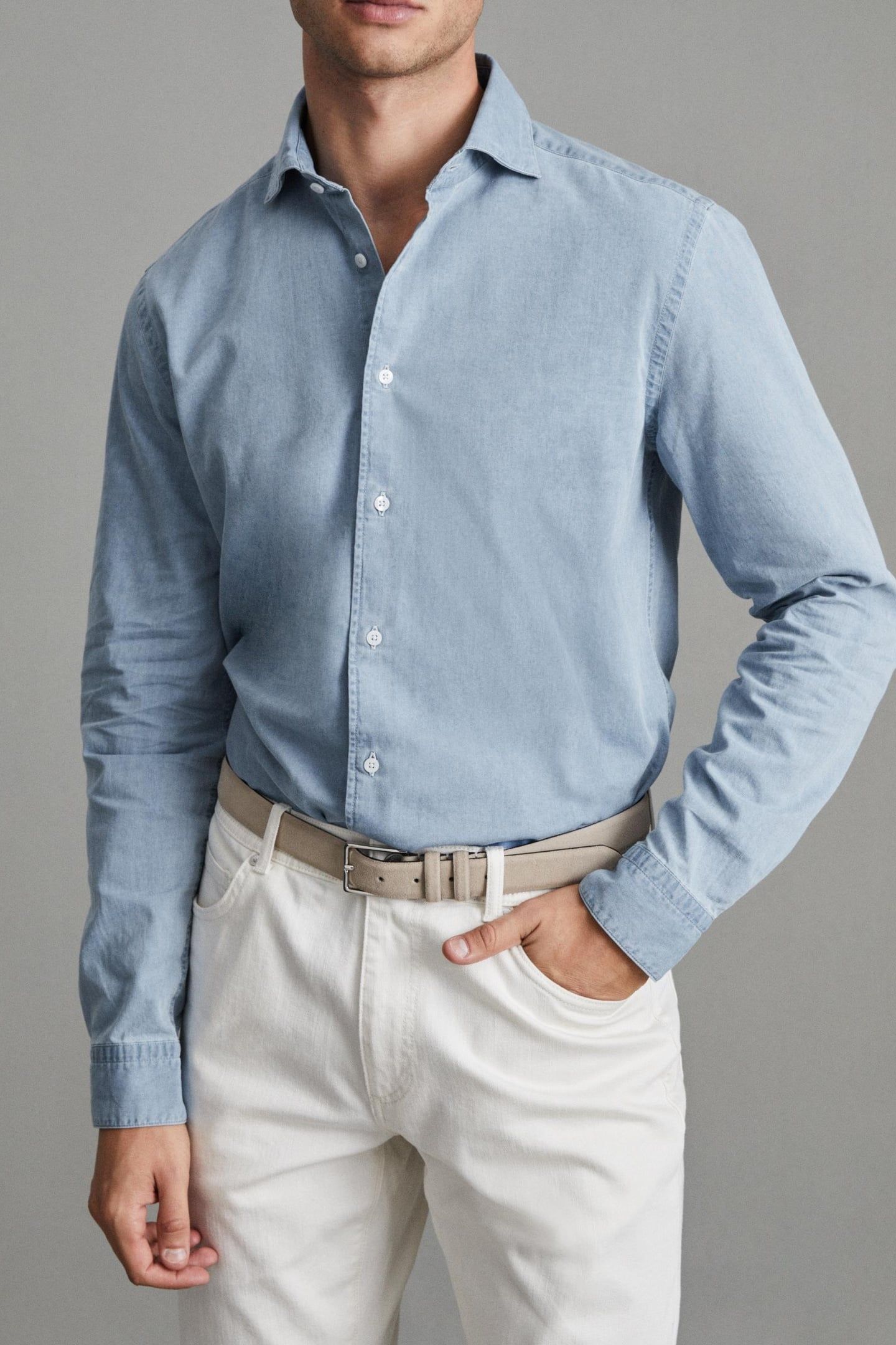 LS WASHED CHAMBRAY SHIRT BLUE 1