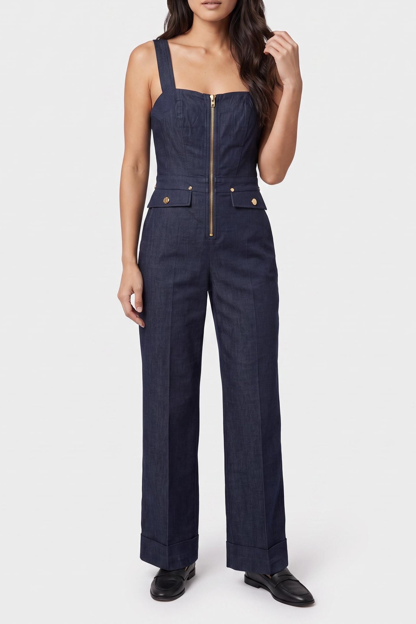 ZIPPED JUMPSUIT DARK WASH 1