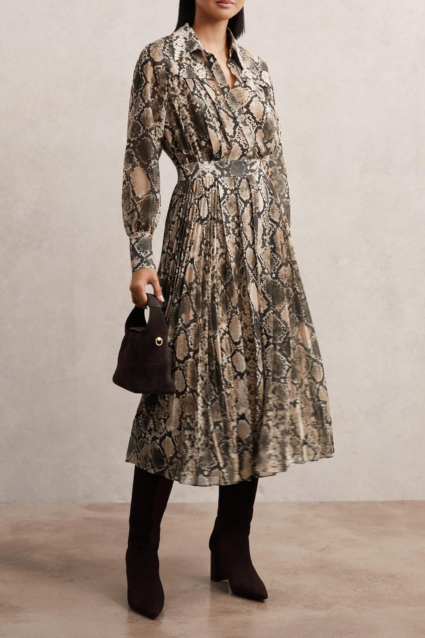 SNAKE PRINT MIDI DRESS NEUTRAL 1