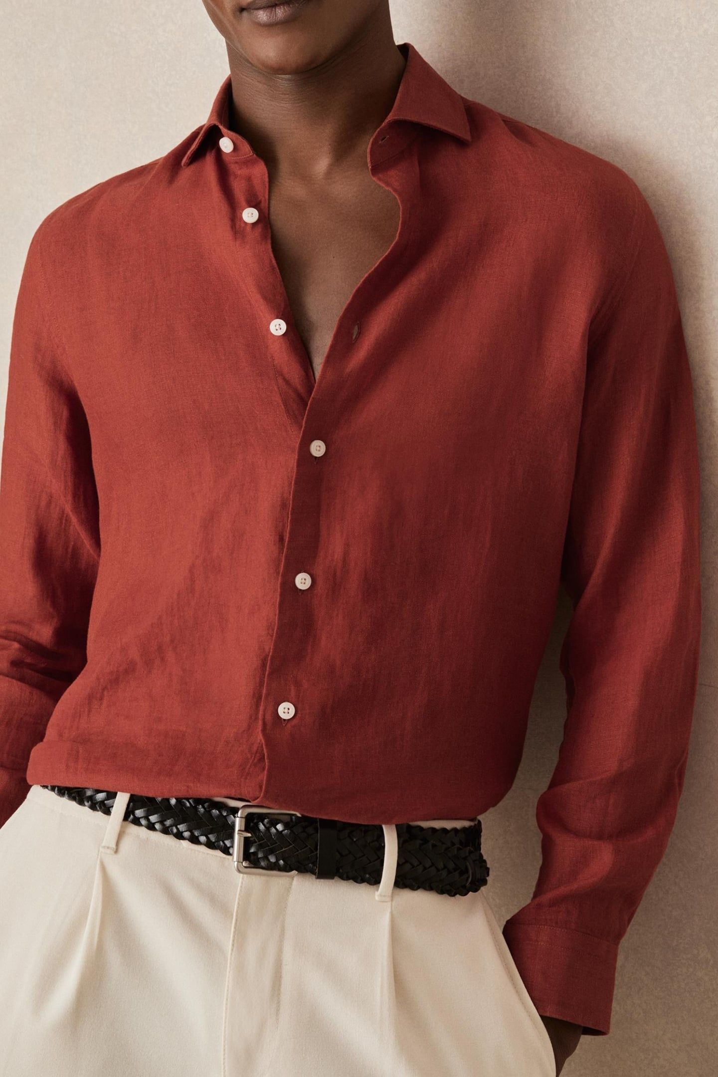 LS LINEN SHIRT PAPRIKA RED 1