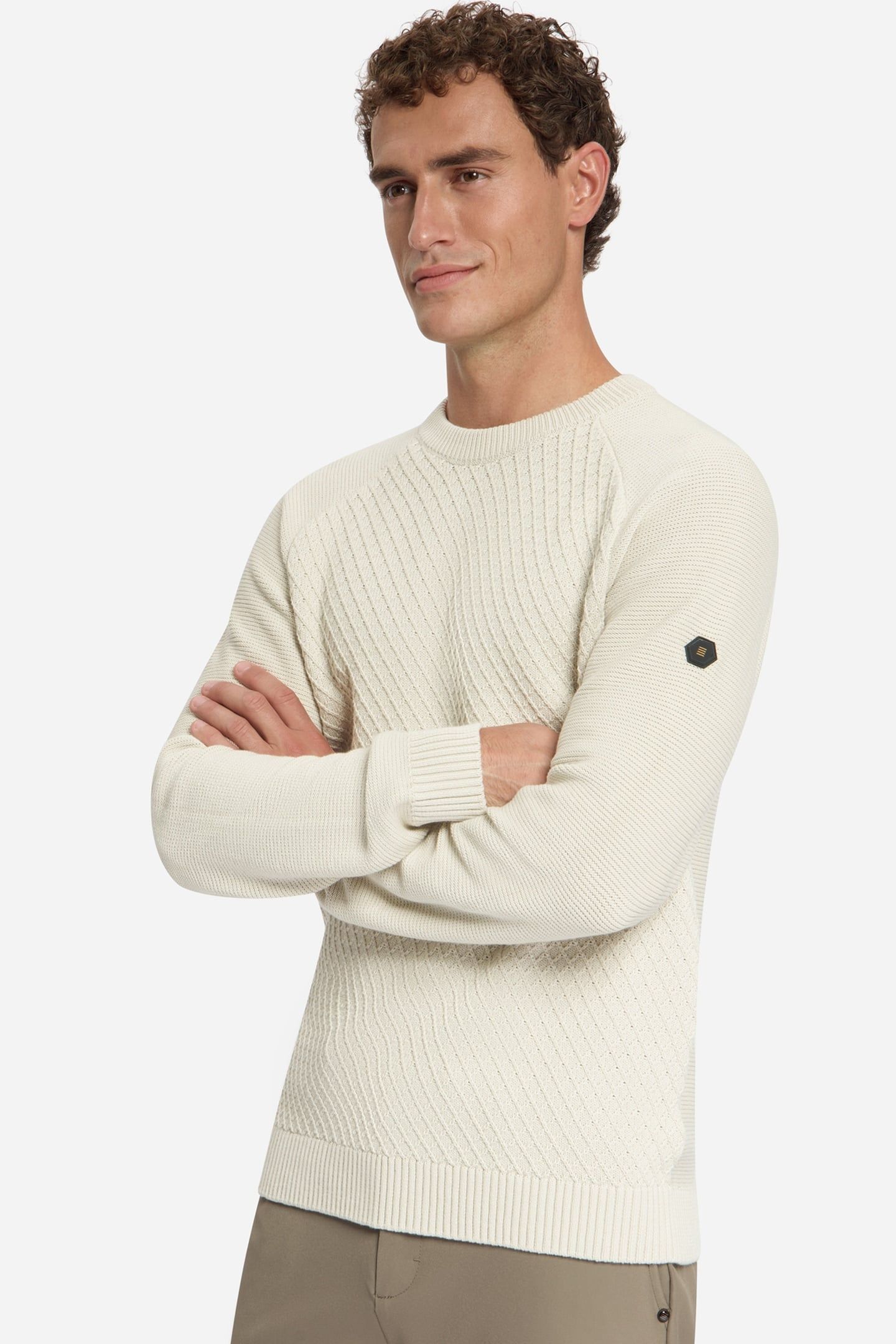 PULLOVER CREWNECK CABLE KNIT STONE 2