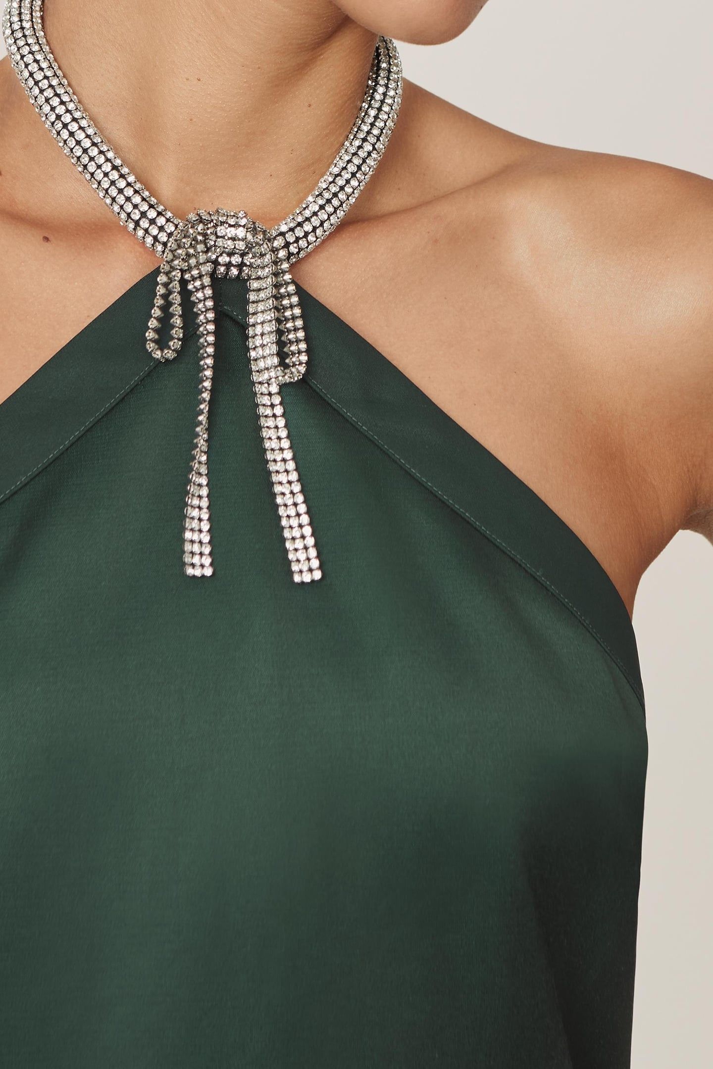 EMBELLISHED NECKLACE MINI DRESS GREEN 5