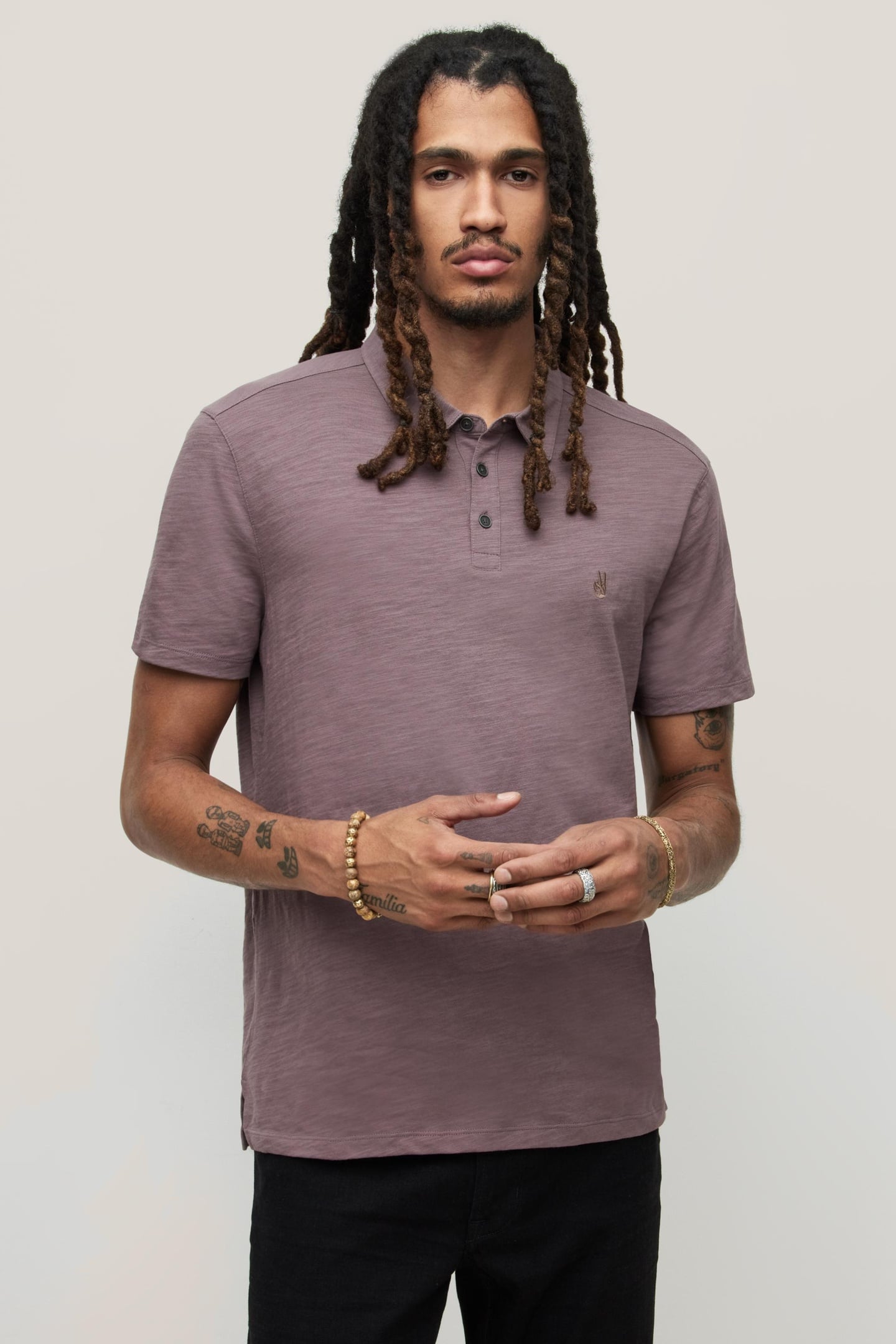 VICTOR SS SLUB CTN POLO W PURPLE HALE 1