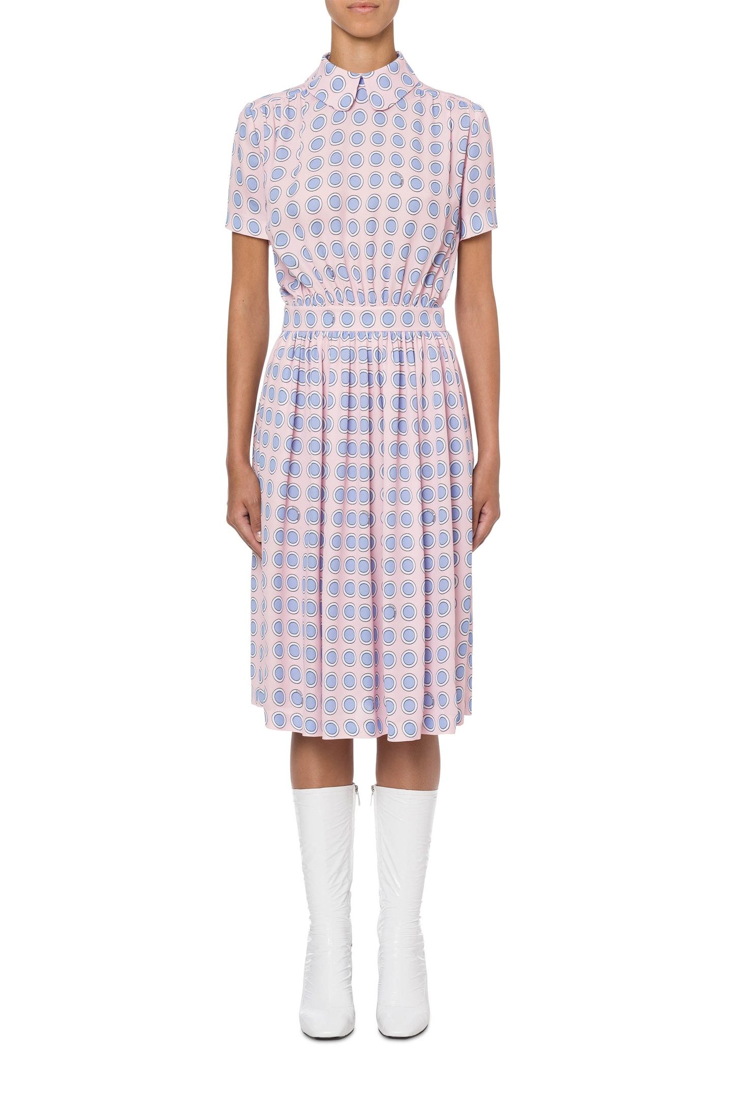 ALLOVER EYELETS VISCOSE DRESS BLUE 1
