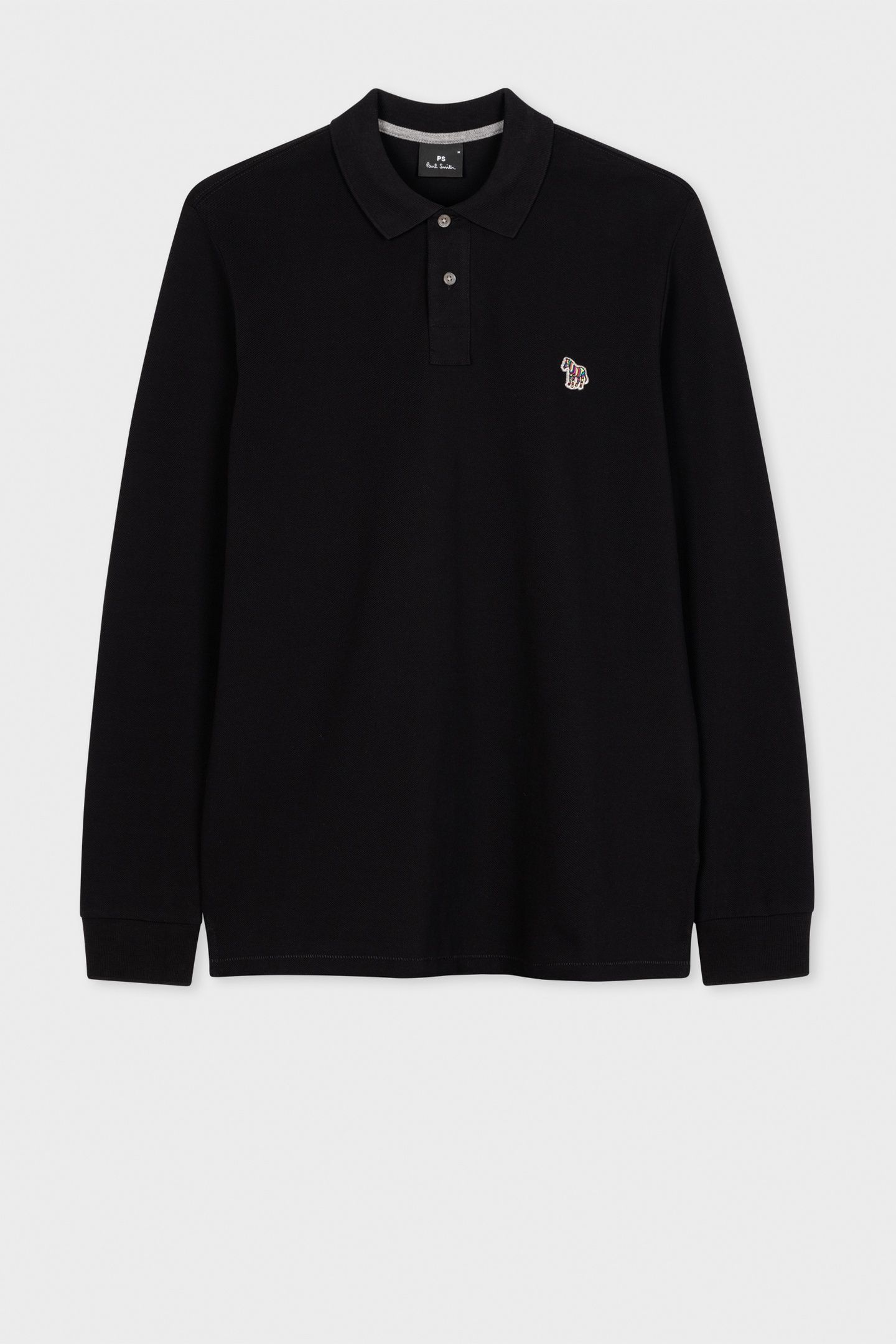 MENS REG FIT LS POLO SHIRT ZEBRA BLACK 3