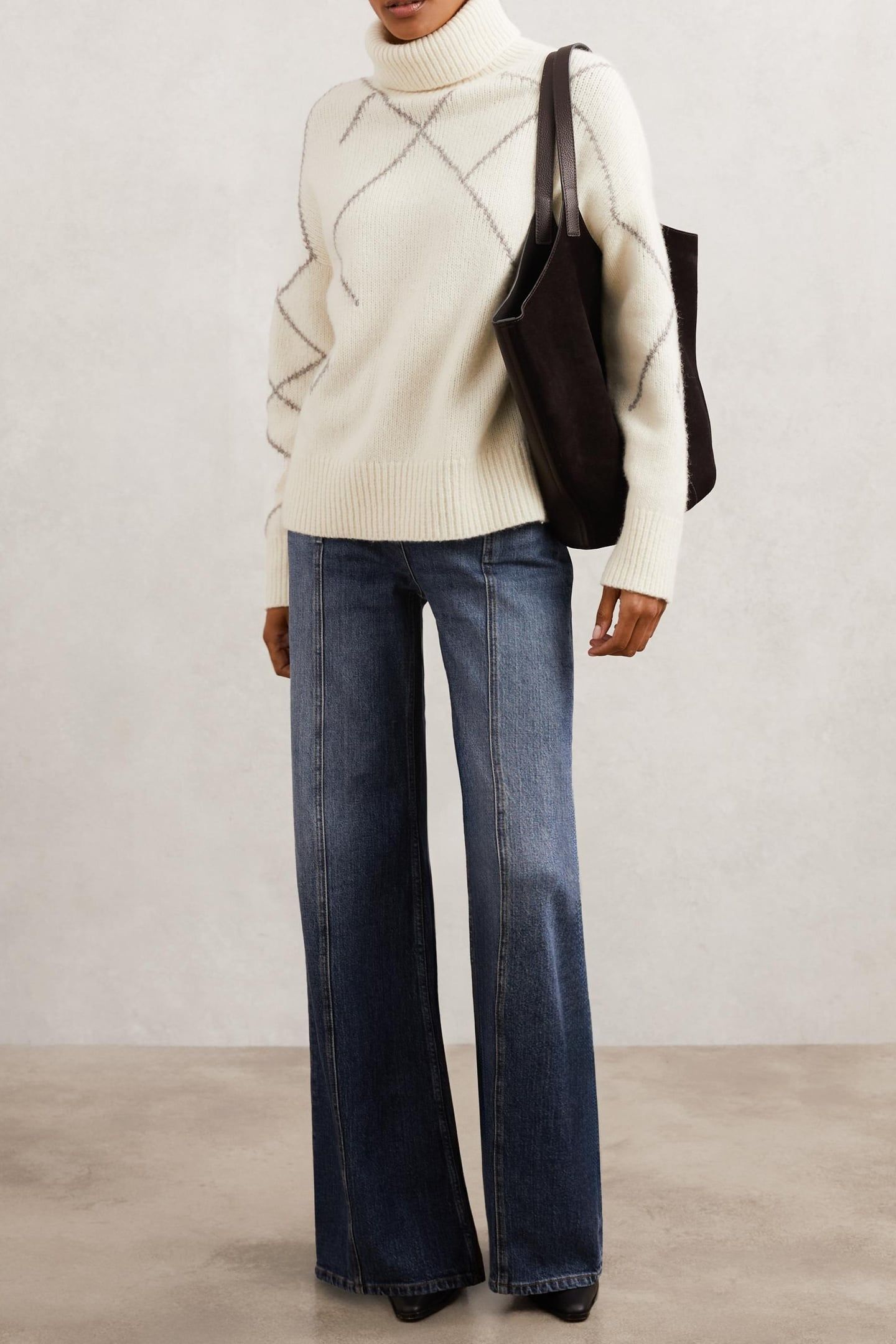 PATTERN KNIT CREAM/TAUPE BROWN 3