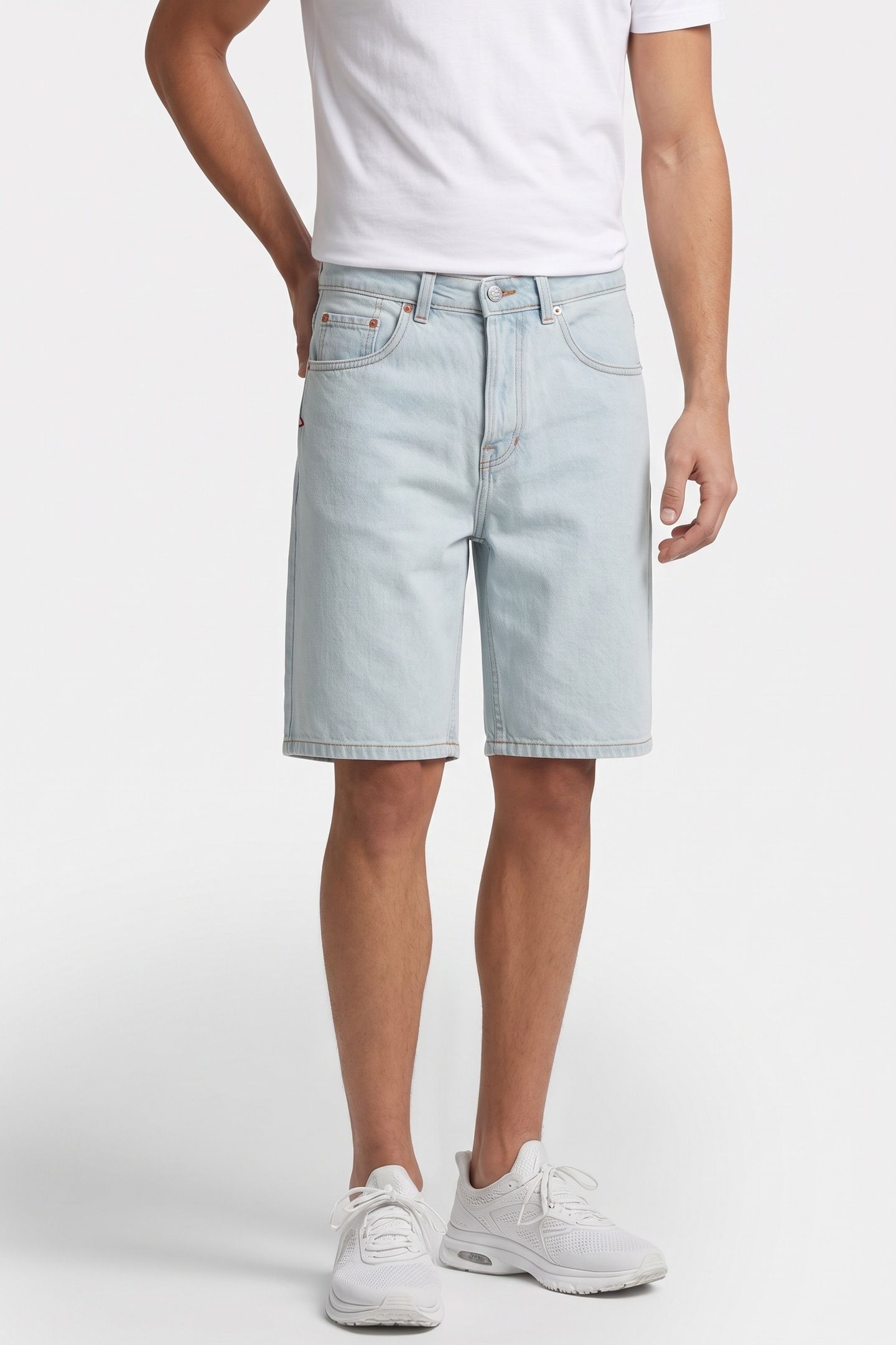 CHECK-5 BAGGY DENIM SHORTS BLUE 1