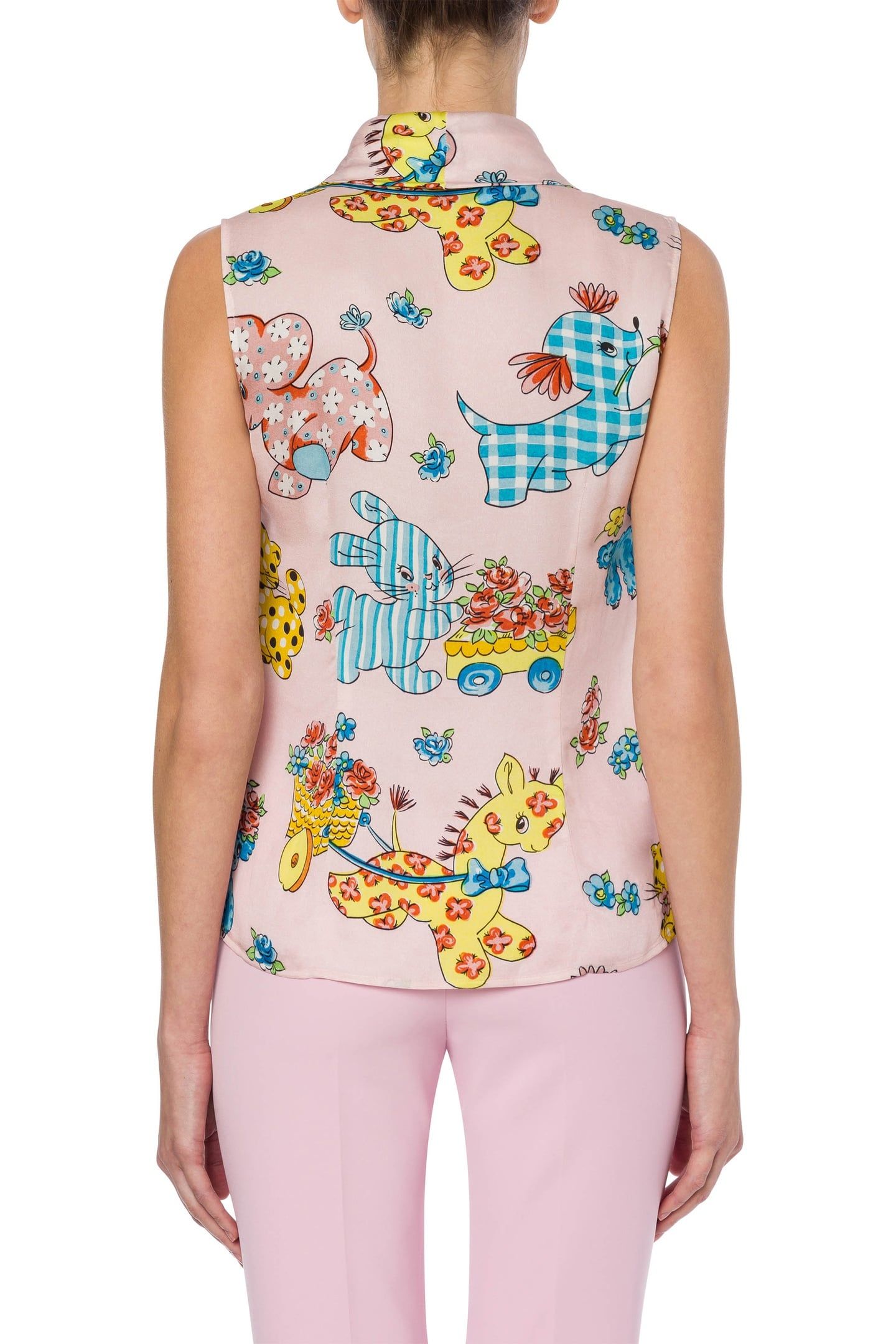 TOP IN GEORGETTE CALICO ANIMALS PINK 2