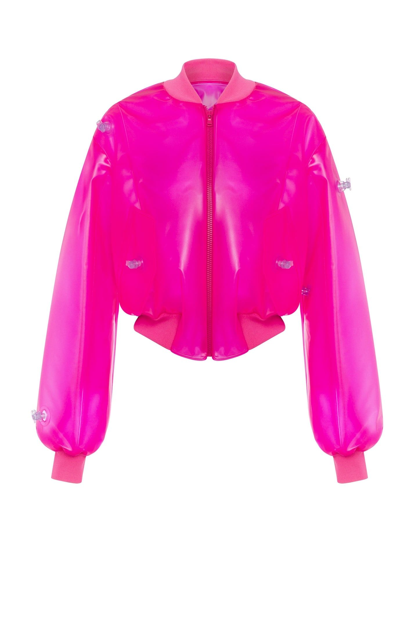 INFLATABLE TRANSPARENT PVC BOMBER JACKET PINK 3