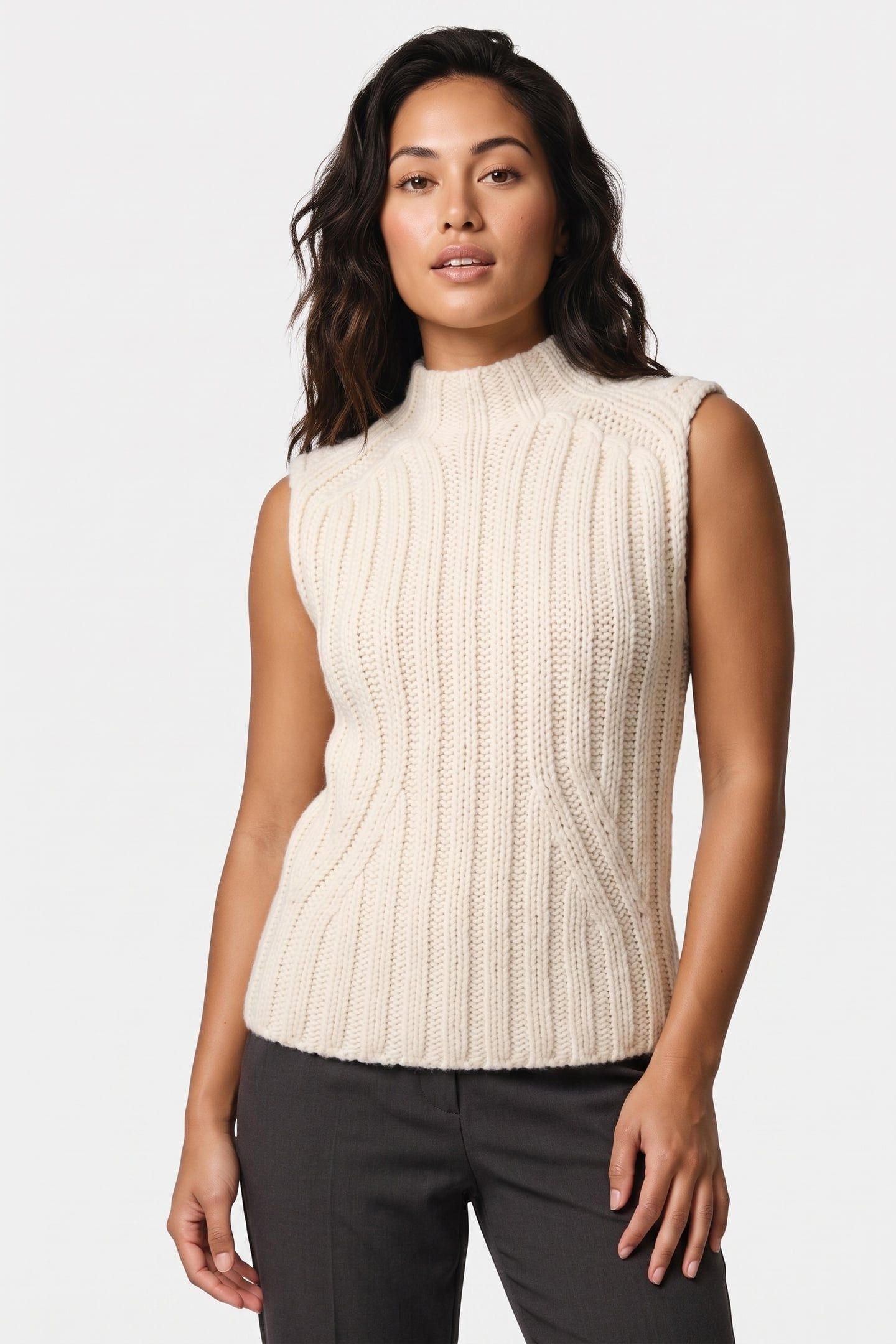 SURI HANDKNIT LOOK VEST WHITE 1