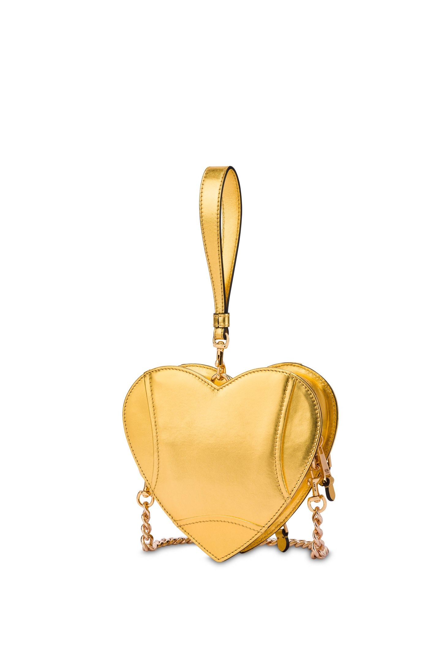 HEART BIKER BAG IN LAMINATED NAPPA LEATHER GOLD 3