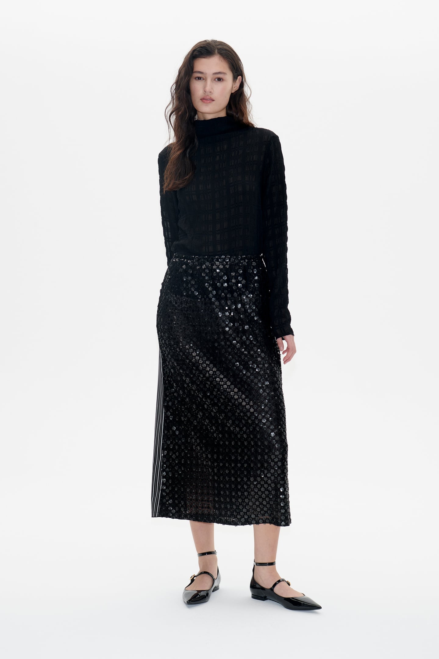 JOLETTY SKIRT BLACK FLOWER SEQUINCE 1