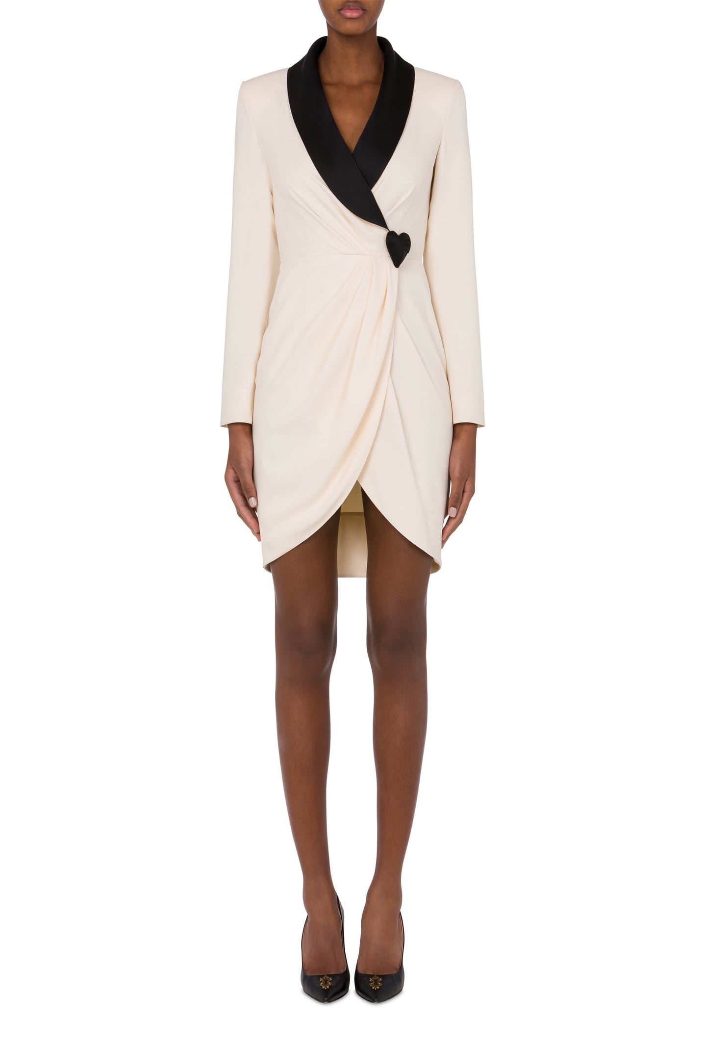 PADDED HEART ENVERS SATIN DRESS WHITE 1