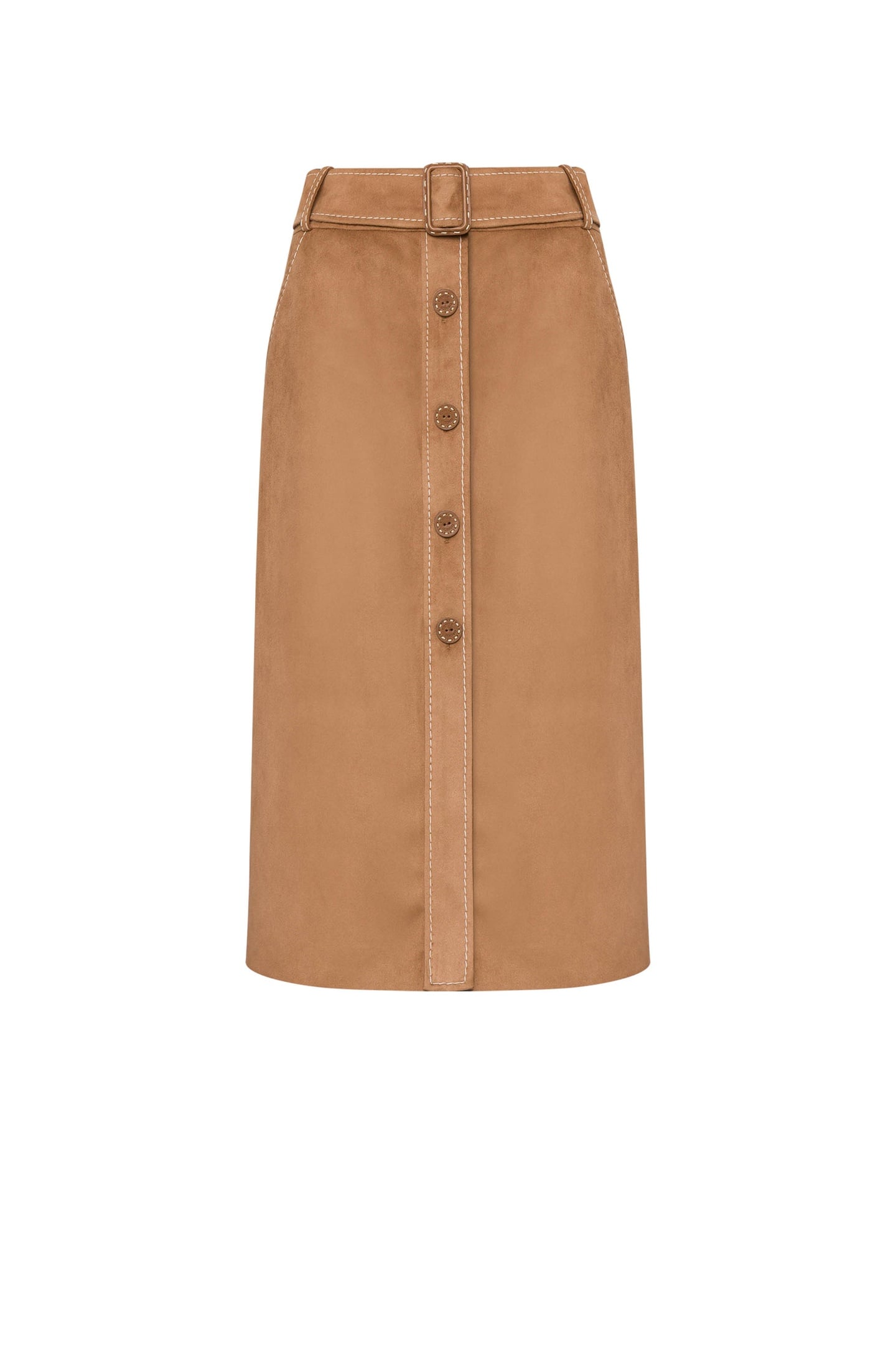 SKIRT WITH STITCHING WAIST BELT BEIGE 3