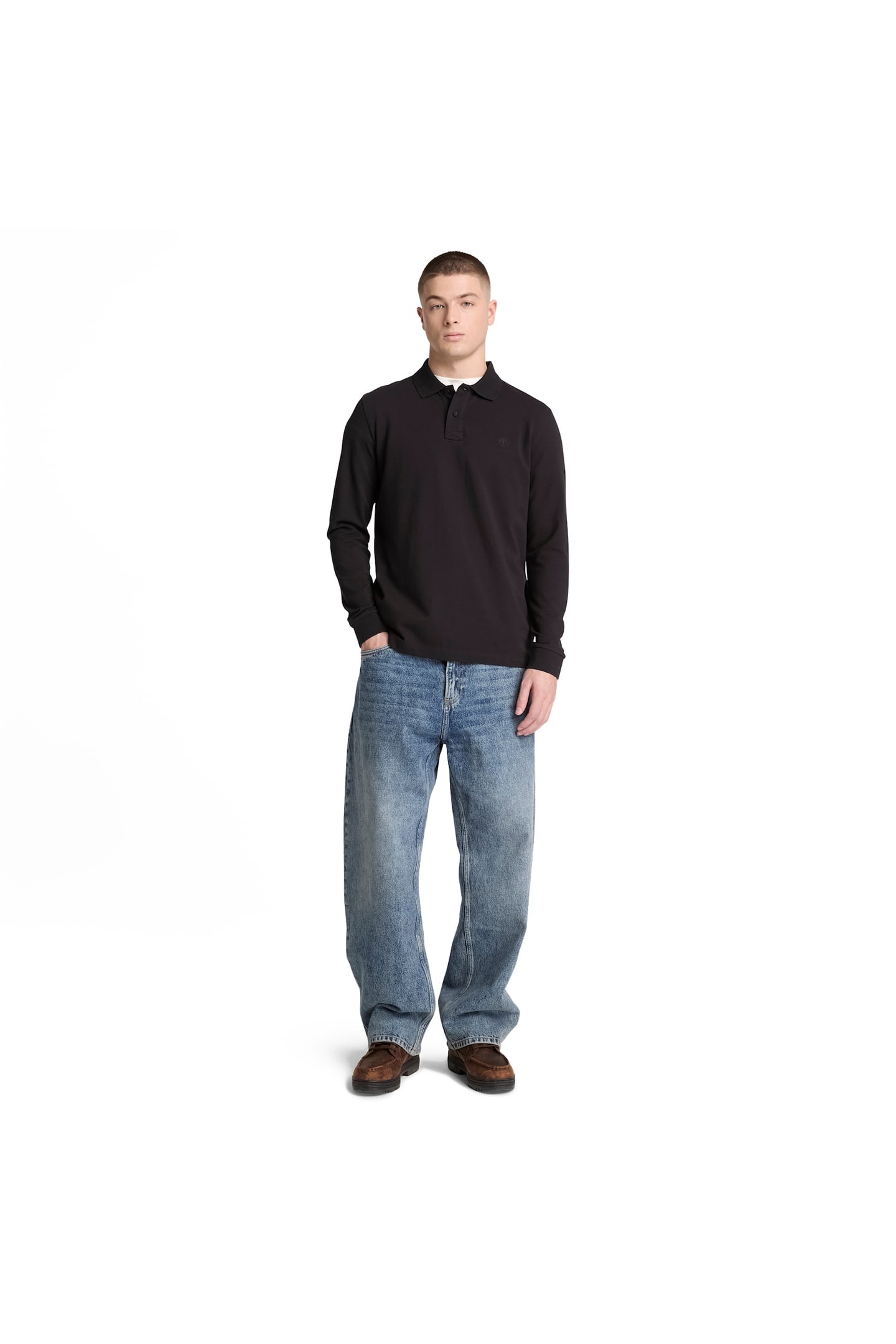 OYSTER RIVER CHEST LOGO LS POLO REGULAR BLACK 4