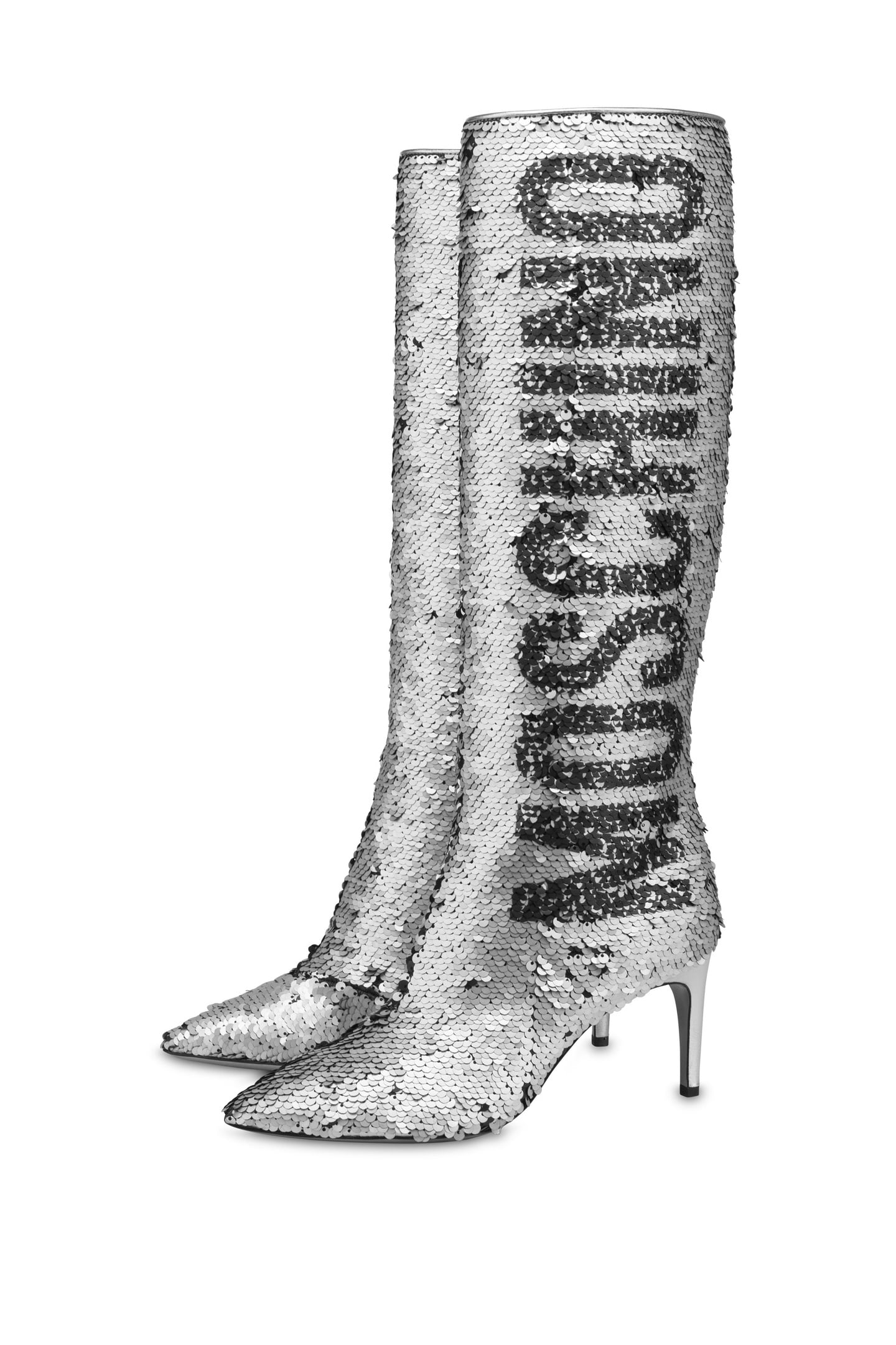 SILVER AND BLACK REVERSIBLE SEQUIN BOOTS SILVER 2
