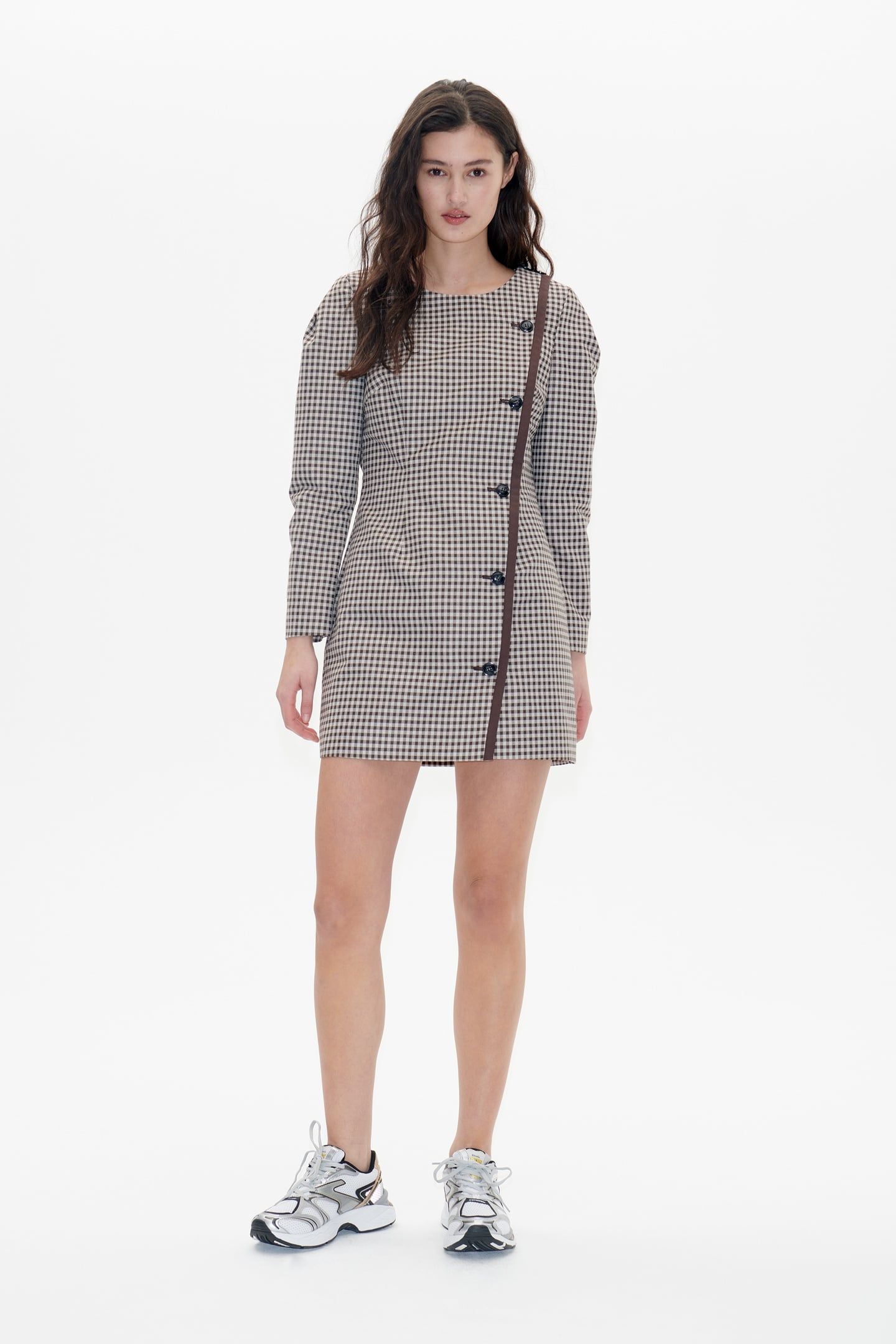 AMELIE DRESS CAMEL BAUM CHECK 1