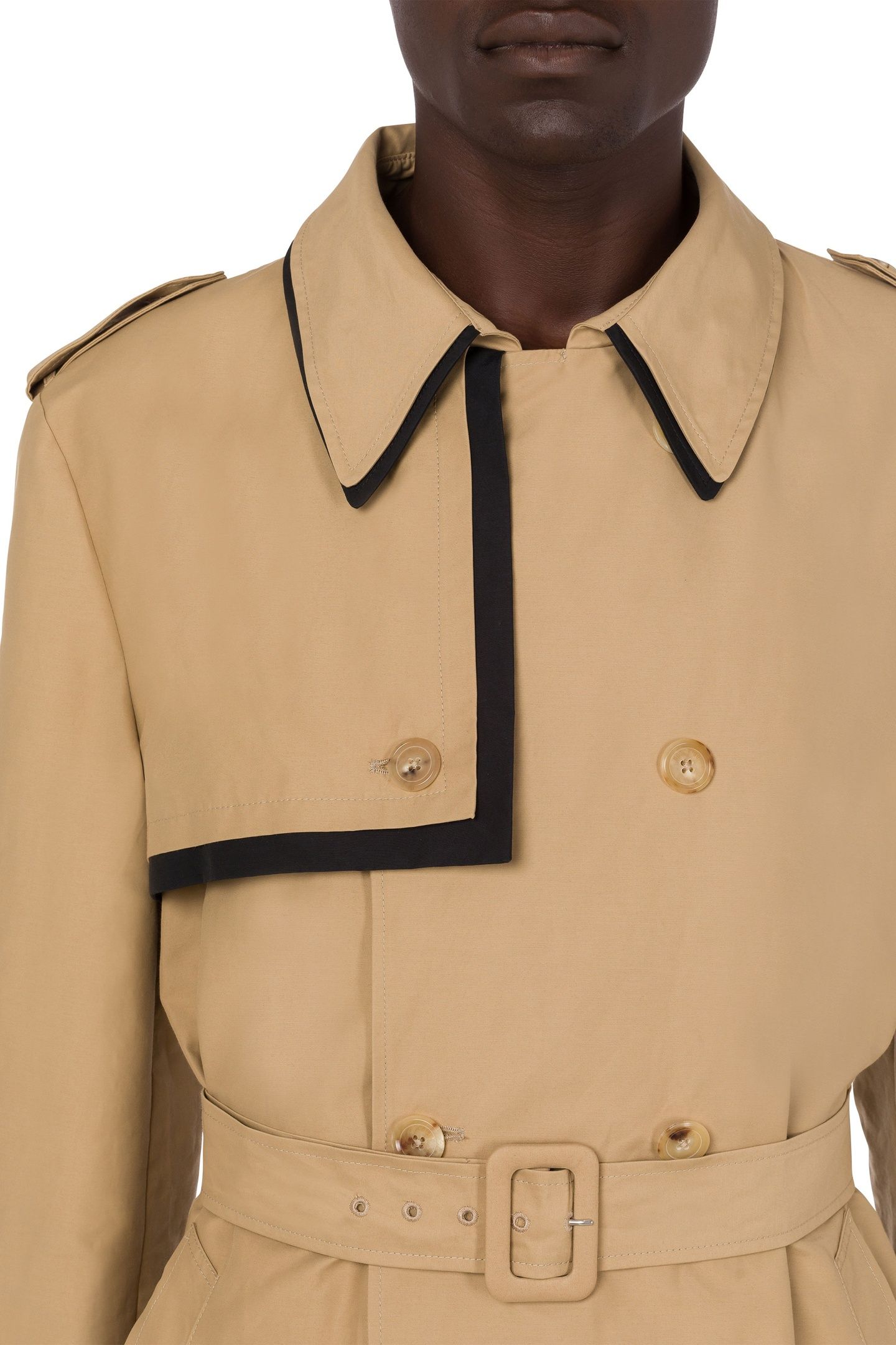 CONTRASTING LAYERS CANVAS TRENCH COAT BROWN 4