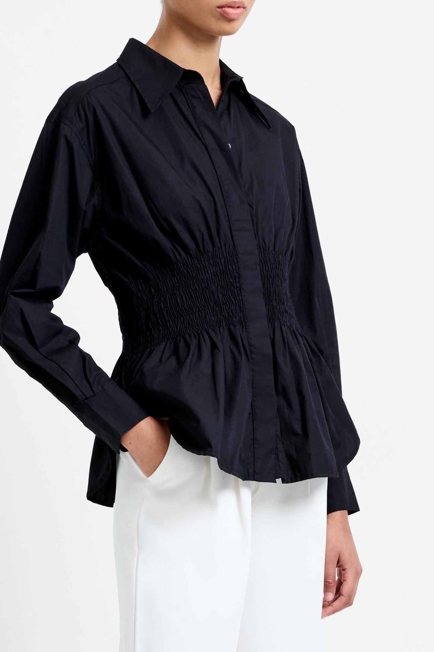 CAMBRIA COTTON SMOCKED SHIRT BLACKOUT 1