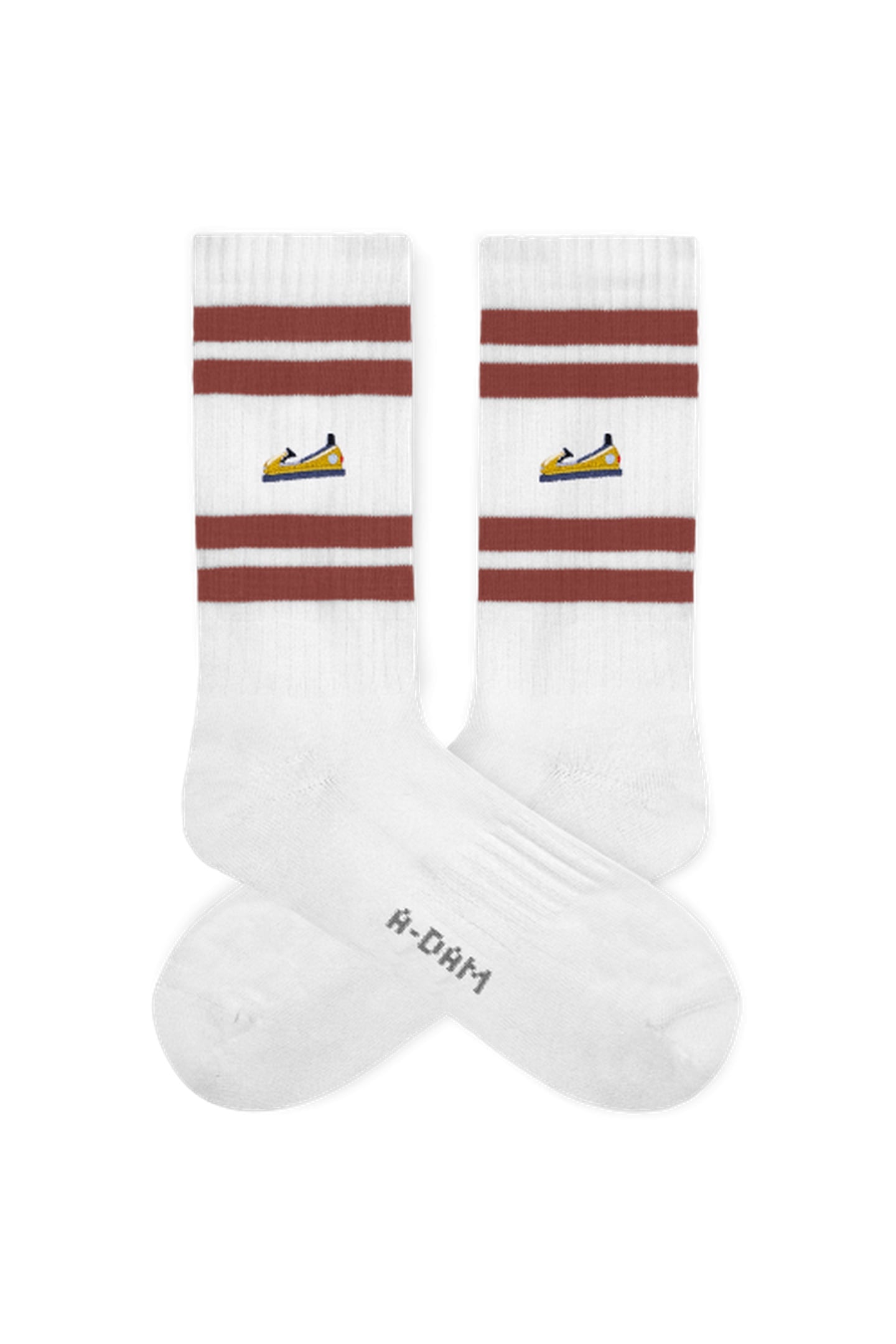 A-DAM 3-PACK CREW SOCKS BURGUNDY STRIPES BUMPER WHITE 2