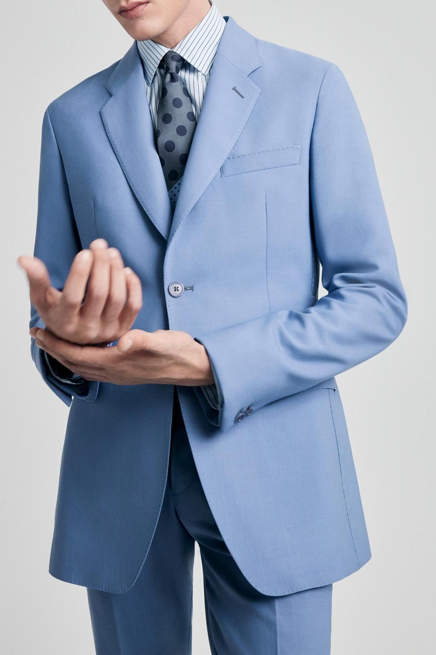 MENS SLIM FIT 2BTN SUIT LIGHT BLUE 6