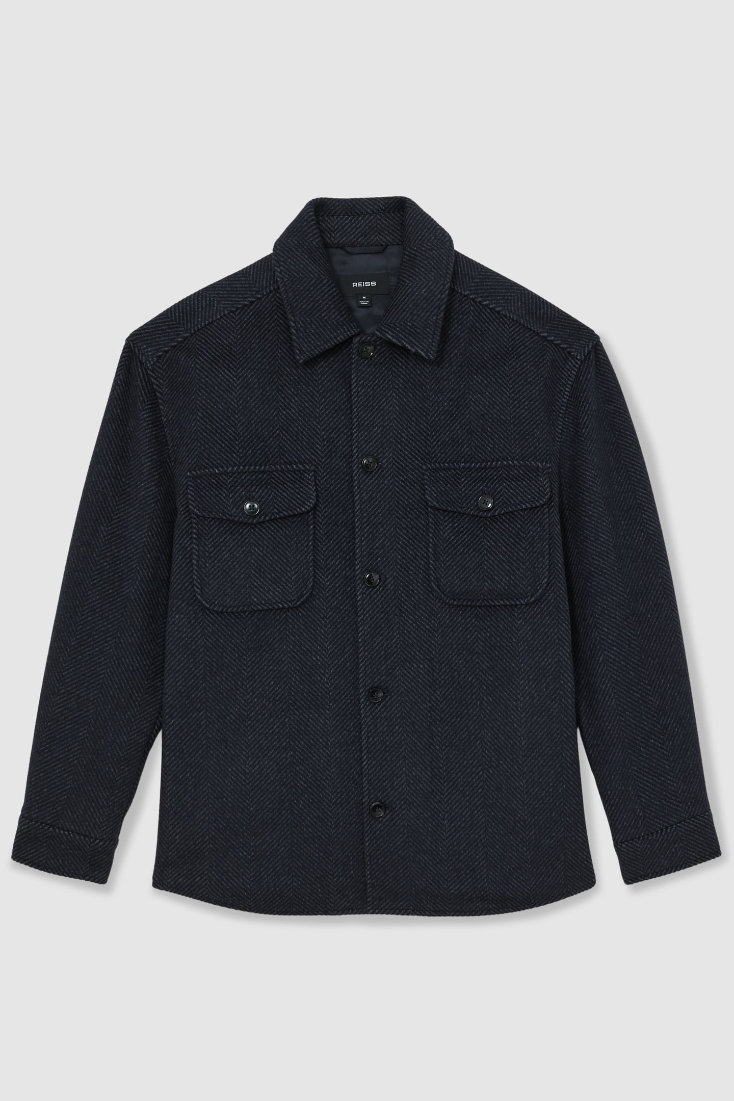 LS HERRINGBONE TWIN POCKET OVERSHIRT NAVY 5