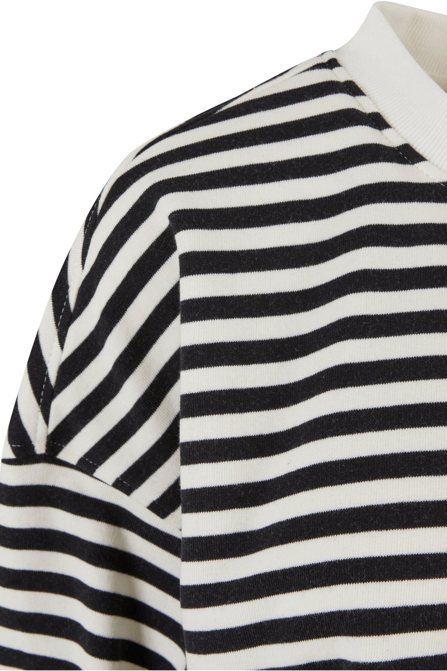 LADIES OVERSIZED STRIPED CREWNECK BLACK/WHITESAND 8