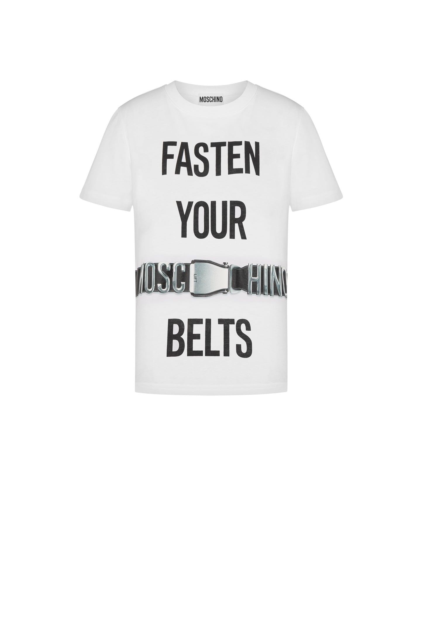 FASTEN YOUR BELT ORGANIC JERSEY T-SHIRT WHITE 3