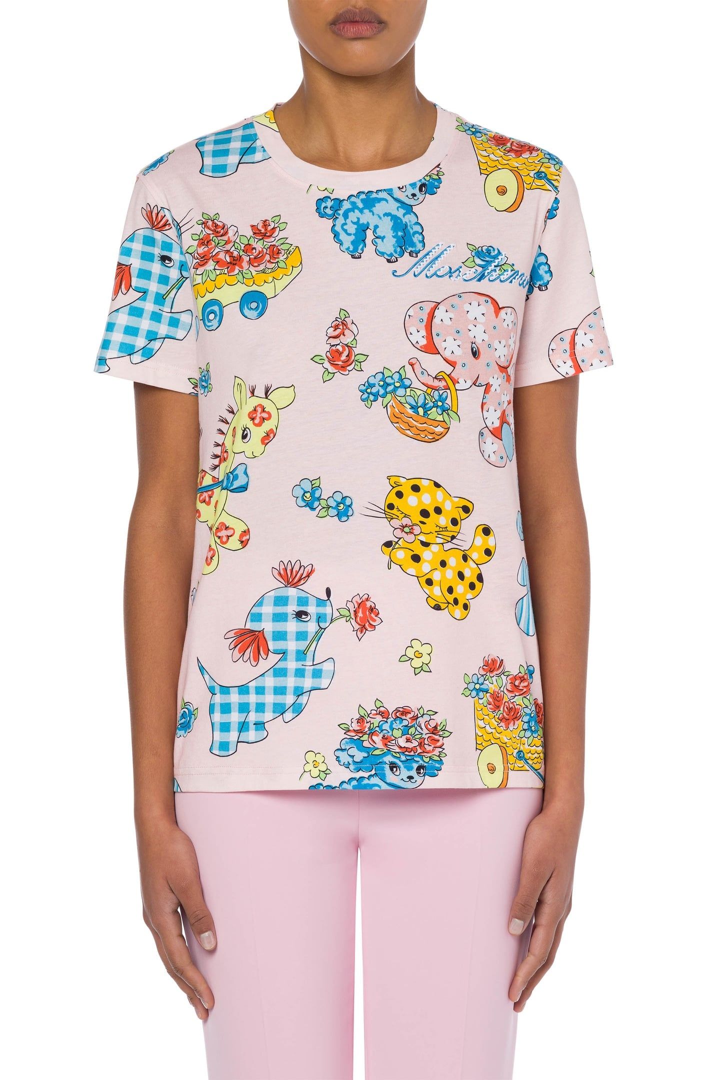 T-SHIRT IN JERSEY CALICO ANIMALS PINK 1
