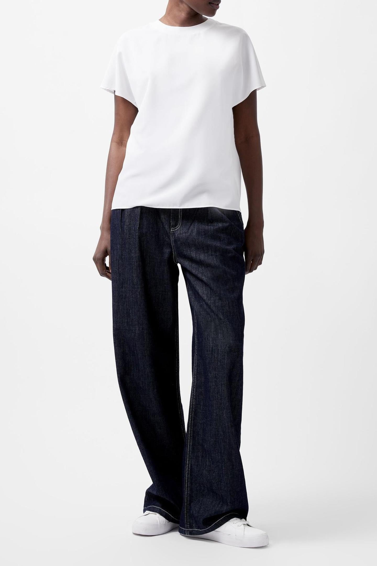 CAPRINA CREPE CREW NECK TOP WINTER WHITE WINTER WHITE 2