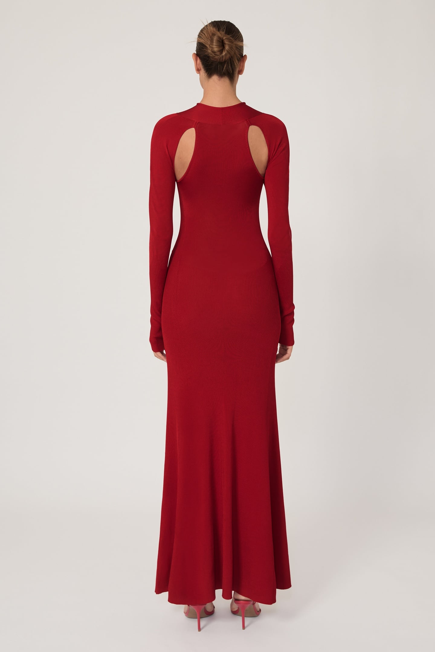 CUT OUT KNITTED MIDI DRESS RED 3