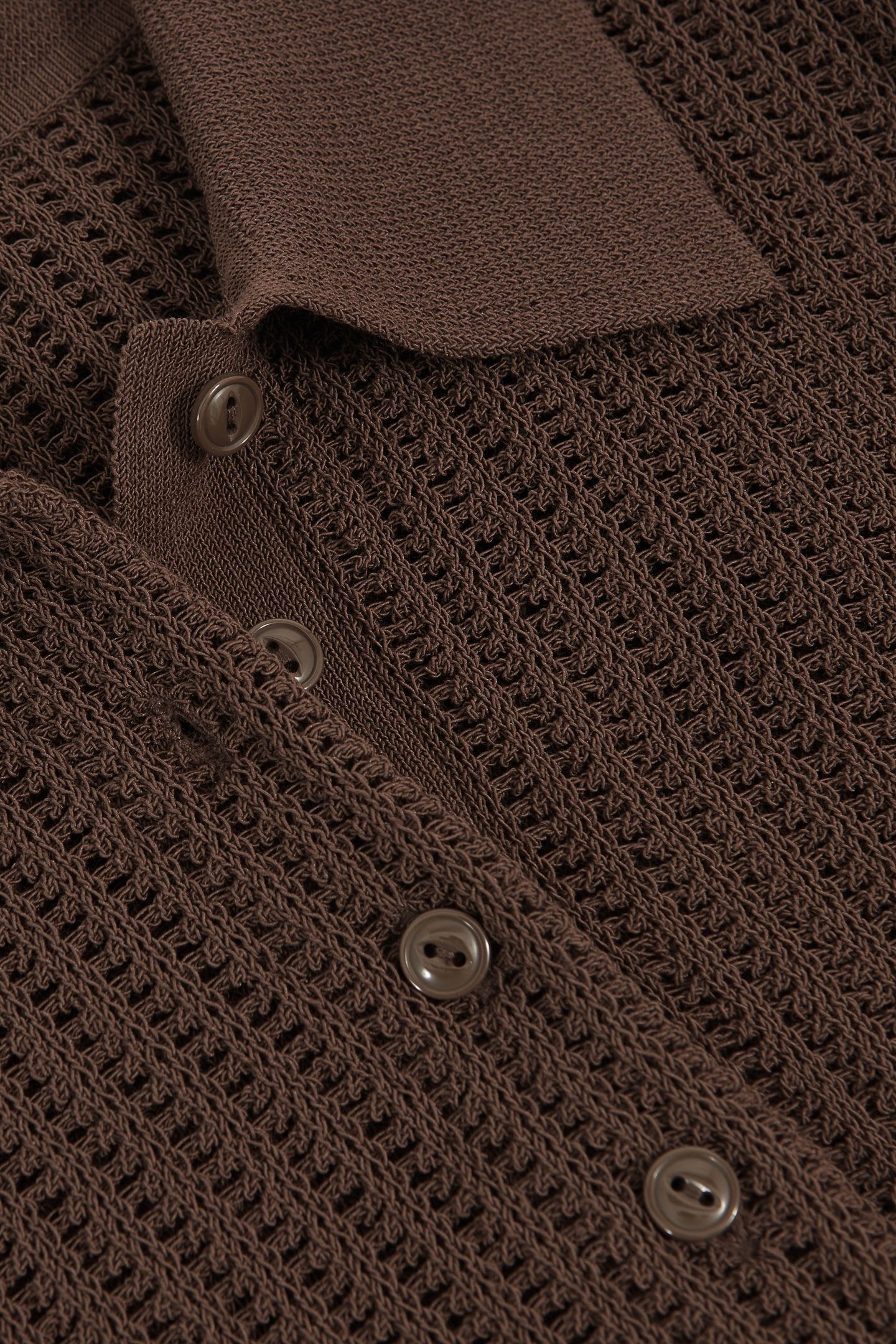 LONG SLEEVE STITCH POLO CHOCOLATE BROWN 5