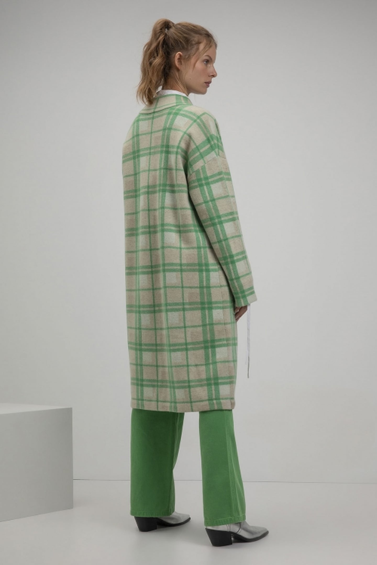 SJOERD CARDIGAN PARROT GREEN CHECK 4