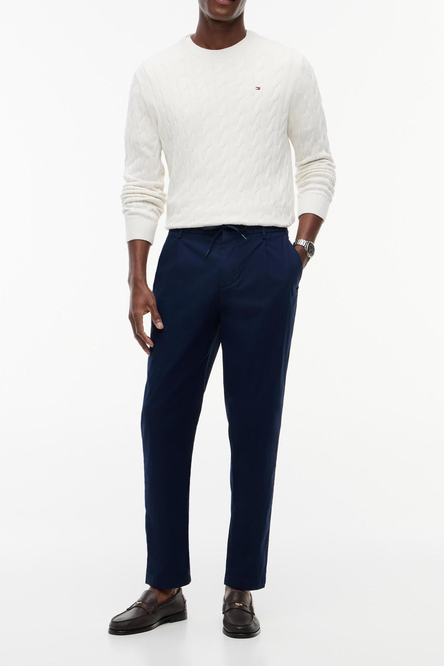 PERFORMANCE HARLEM TAPERED TWILL TROUSERS CARBON NAVY 2