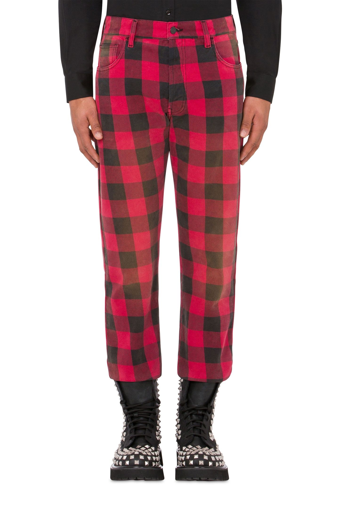 COTTON CHECK TROUSERS BLACK 4