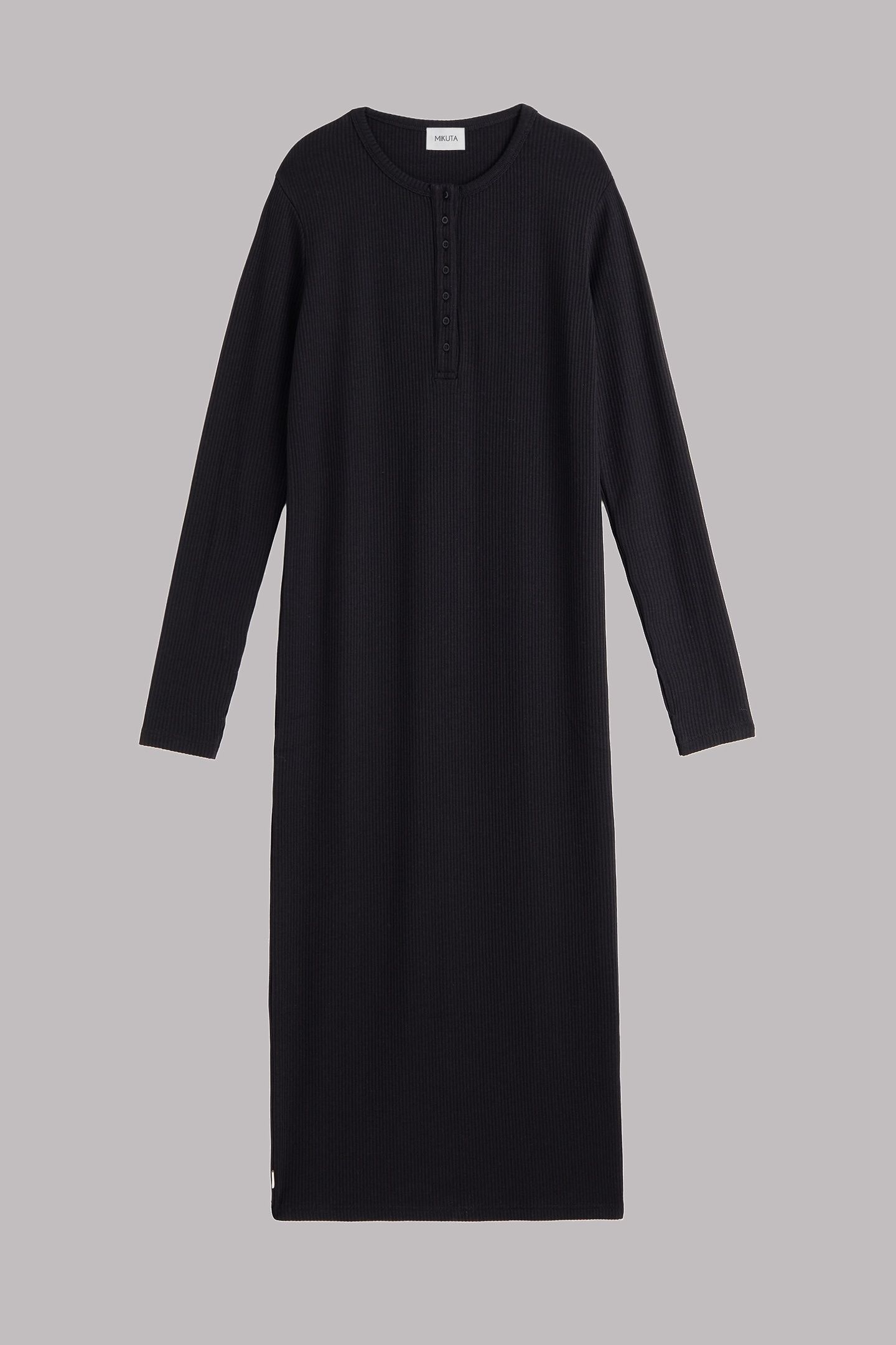 THE BLACK BUTTONED RIBBED DRESS BLACK 3