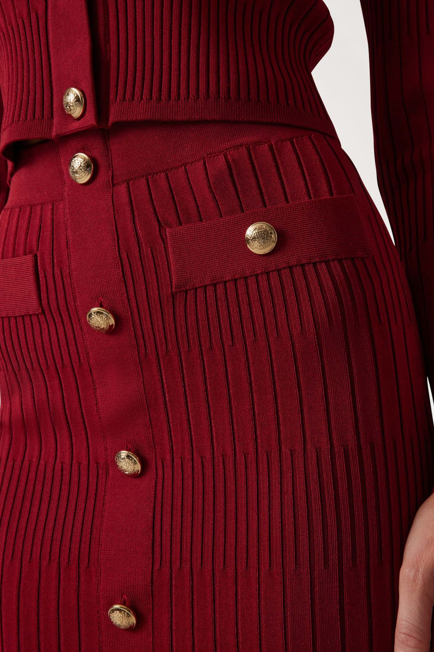 JANET RIBBED SKIRT S DARK JAM RED 6