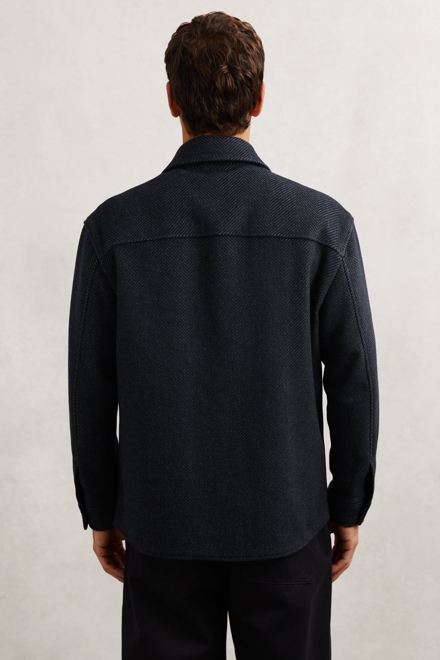 LS HERRINGBONE TWIN POCKET OVERSHIRT NAVY 2