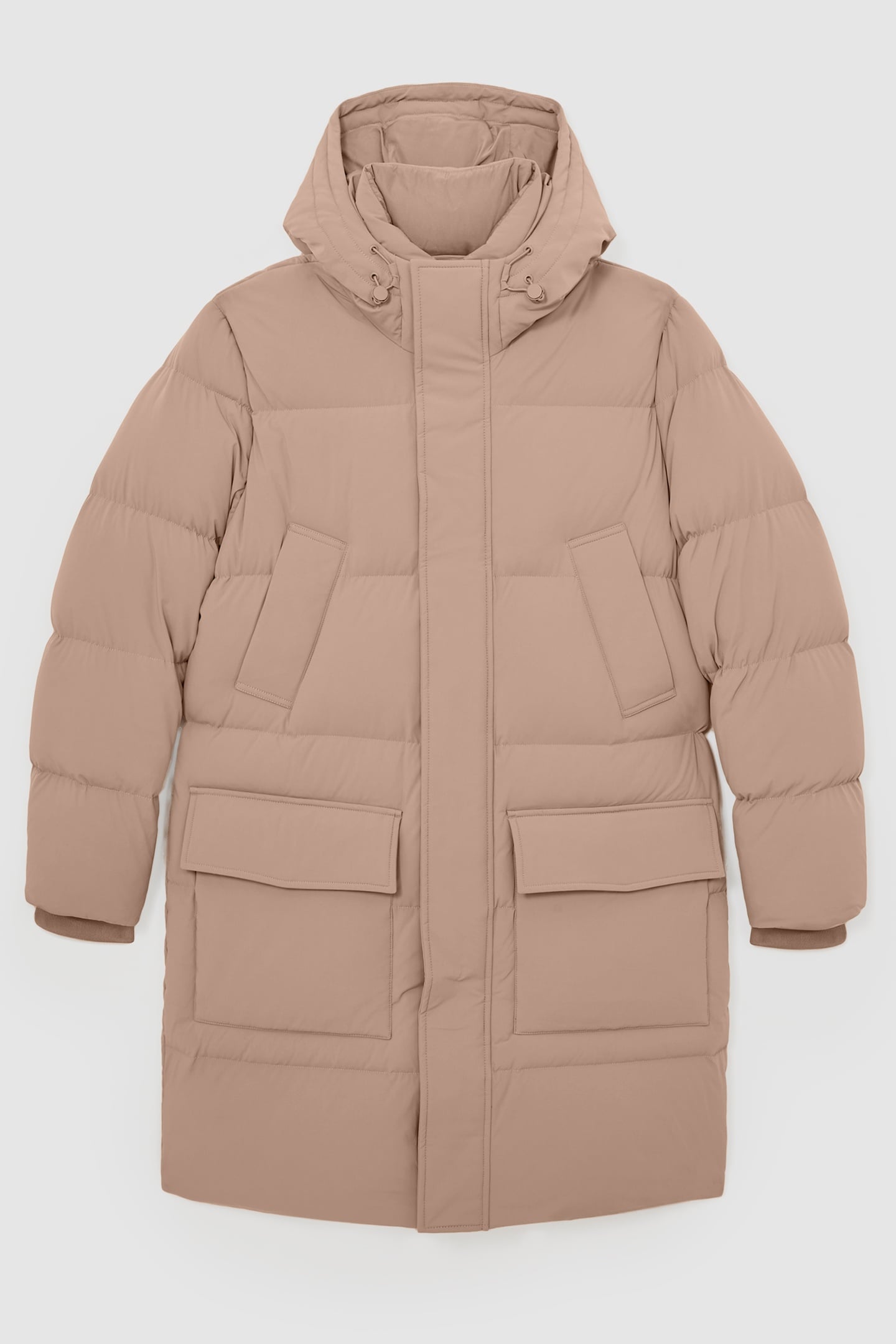 LS LONGLINE QUILTED ZIP THROUGH PUFFER JACKET LIGHT CAMEL BR 4