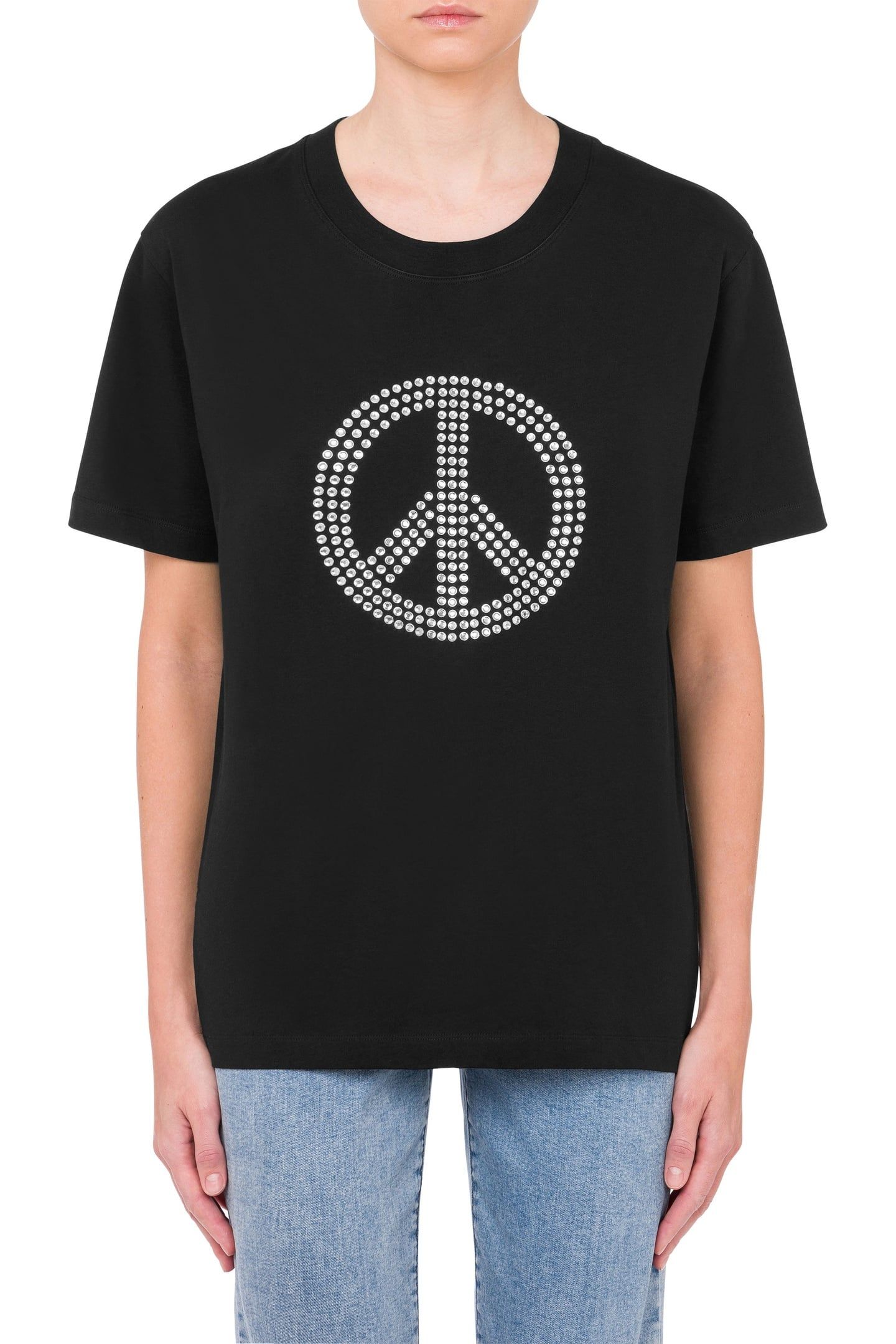 T-SHIRT IN JERSEY PEACE SYMBOL BLACK 1