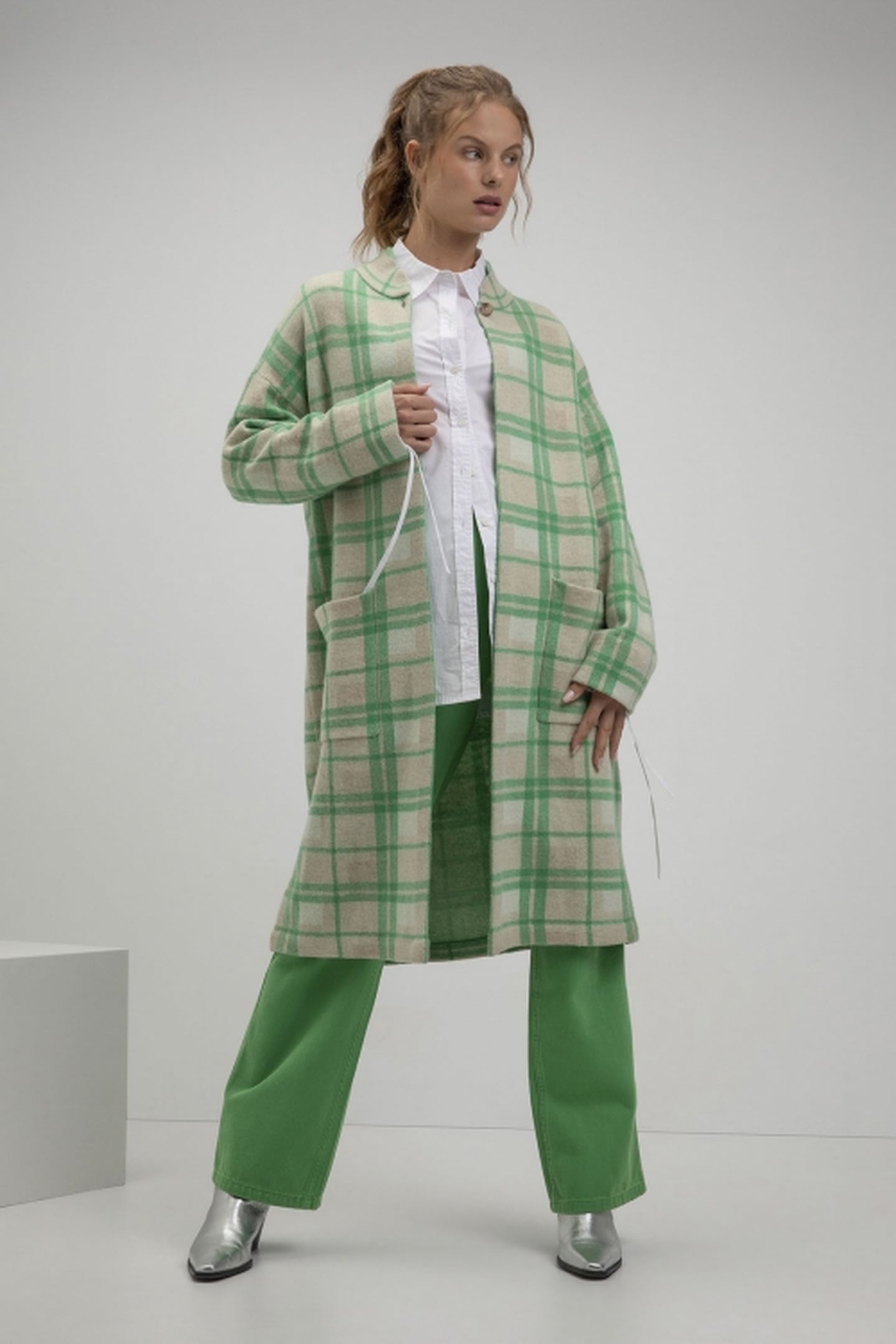 SJOERD CARDIGAN PARROT GREEN CHECK 1