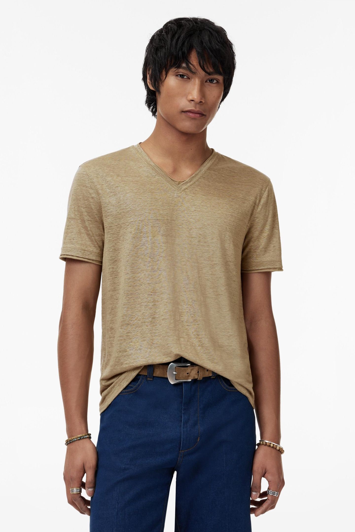 WOOSTER SLIM FIT SS LINENV-NECK TWIG 1