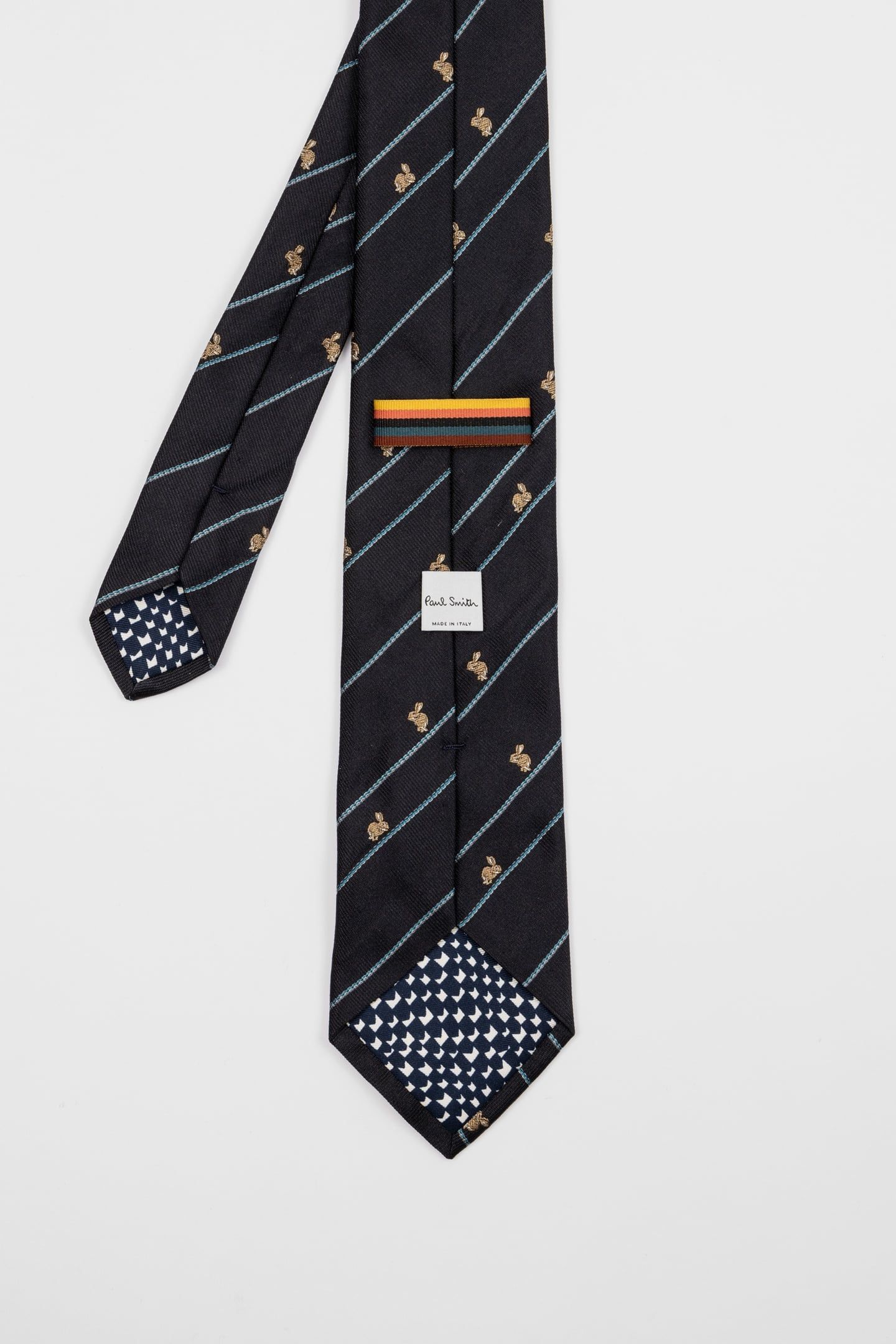 MEN TIE RABBIT STRIPE BLACK 2