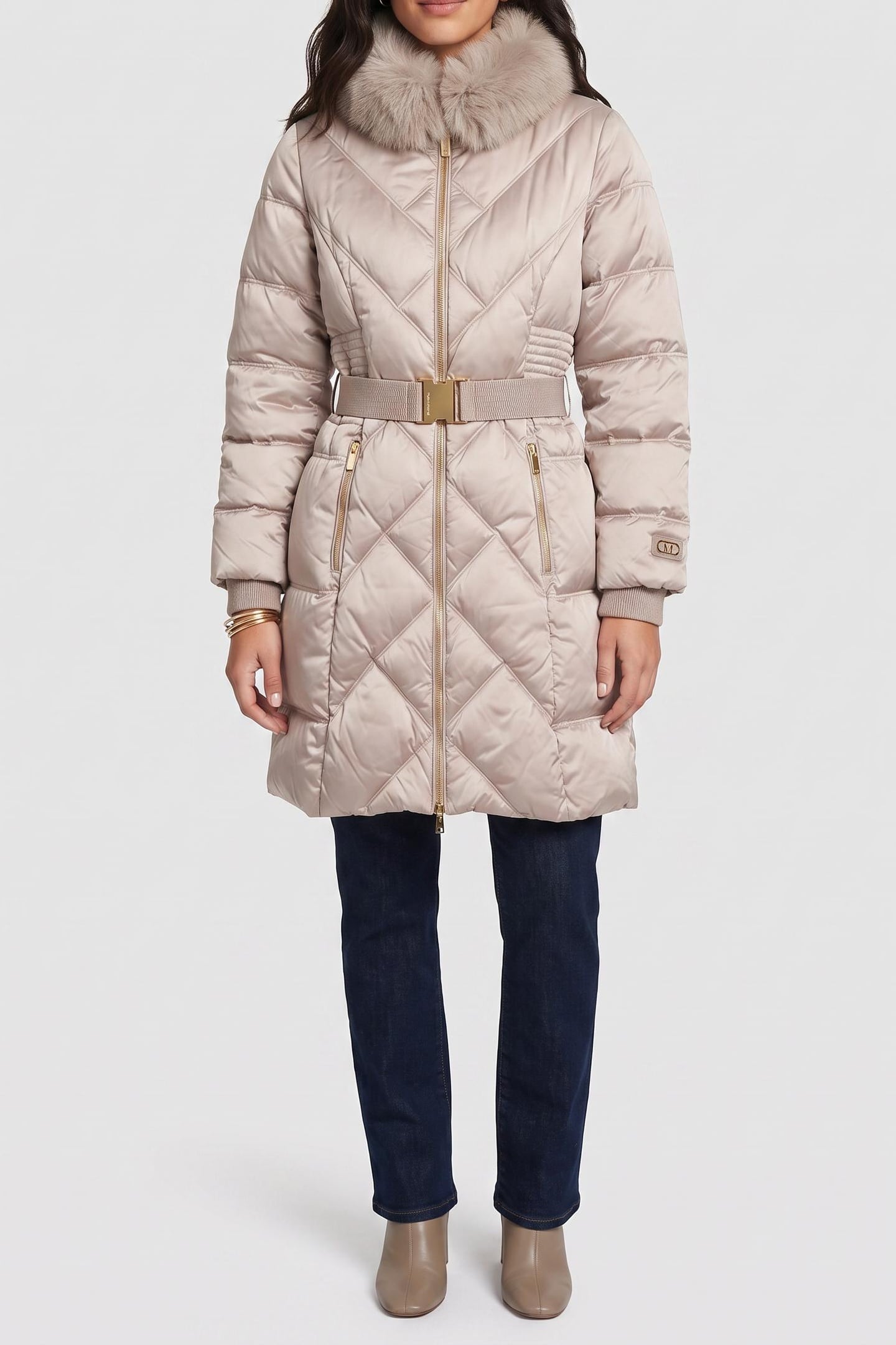 ELLY DOWN MIDI JACKE VELVET TAUPE 1