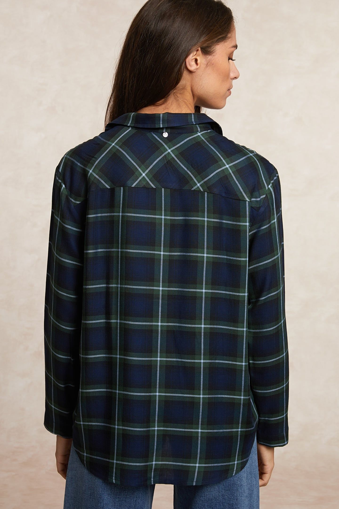 LOOSE CHECKED BLOUSE BLUE/KHAKI 2