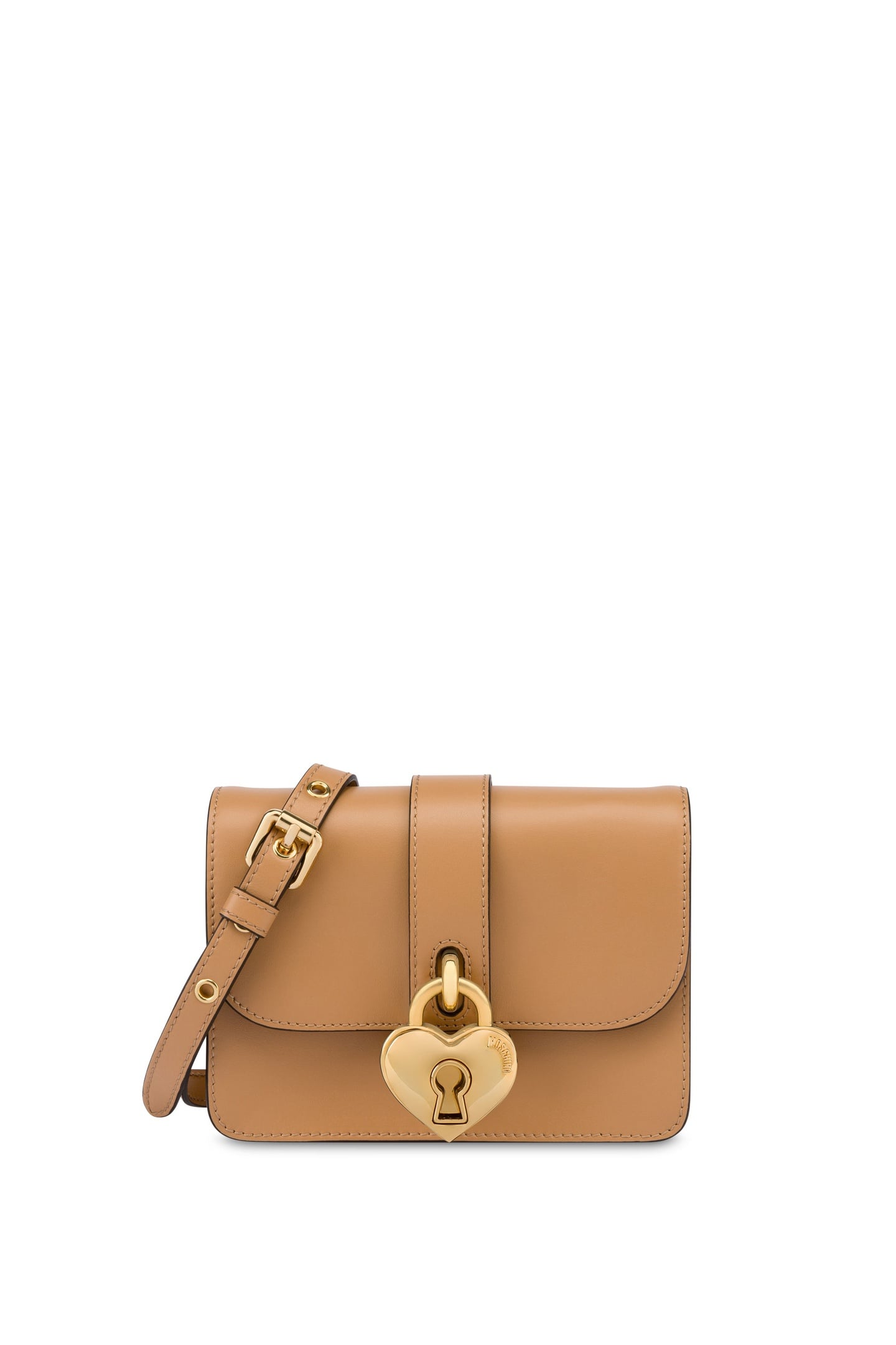 HEART LOCK CALFSKIN SHOULDER BAG BEIGE 1