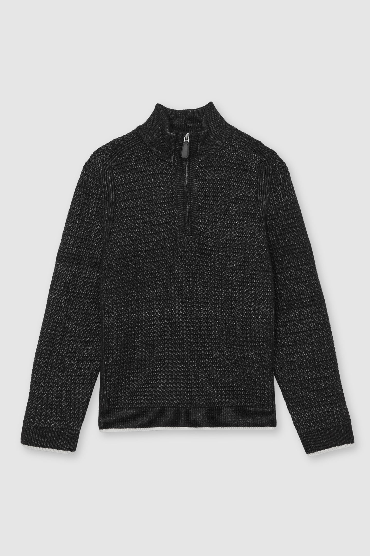 LS HALF ZIP BRUSHED RIBBED JUMPER BLACK 3