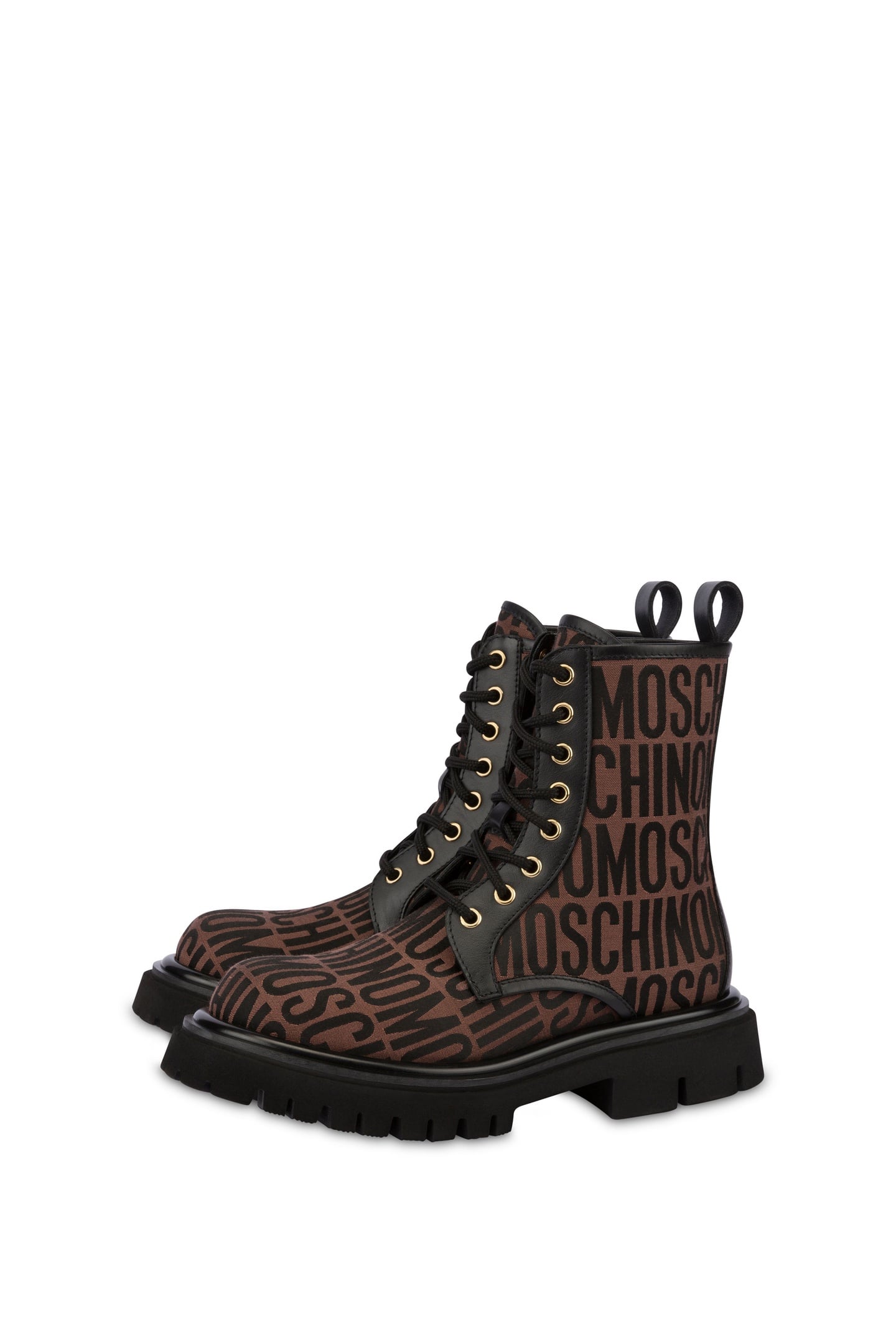 COMBAT BOOT IN NYLON ALLOVER LOGO BROWN 2
