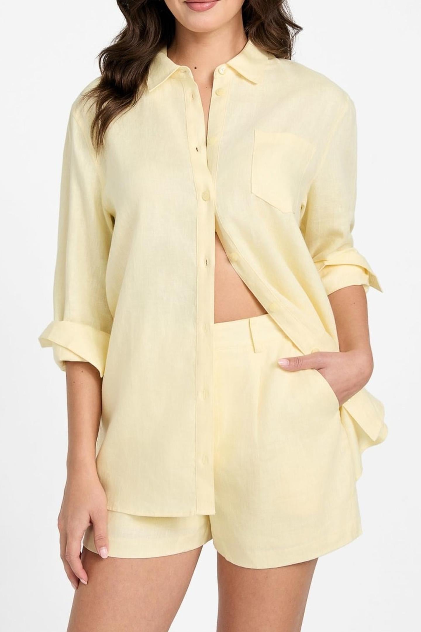 LS GEN LINEN SHIRT COTTON YELLOW 1