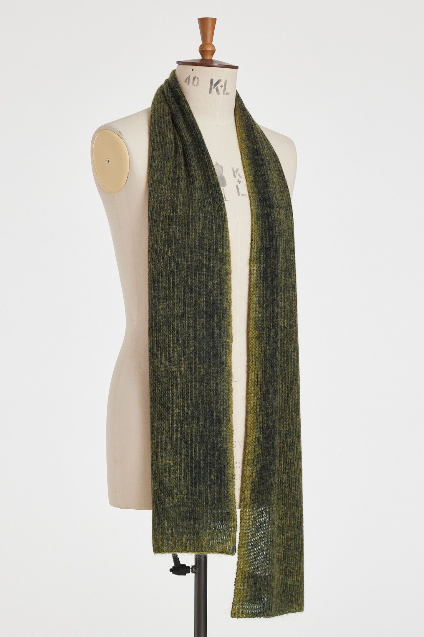 MEN SCARF MOHAIR RIB OLIVE GREEN 3